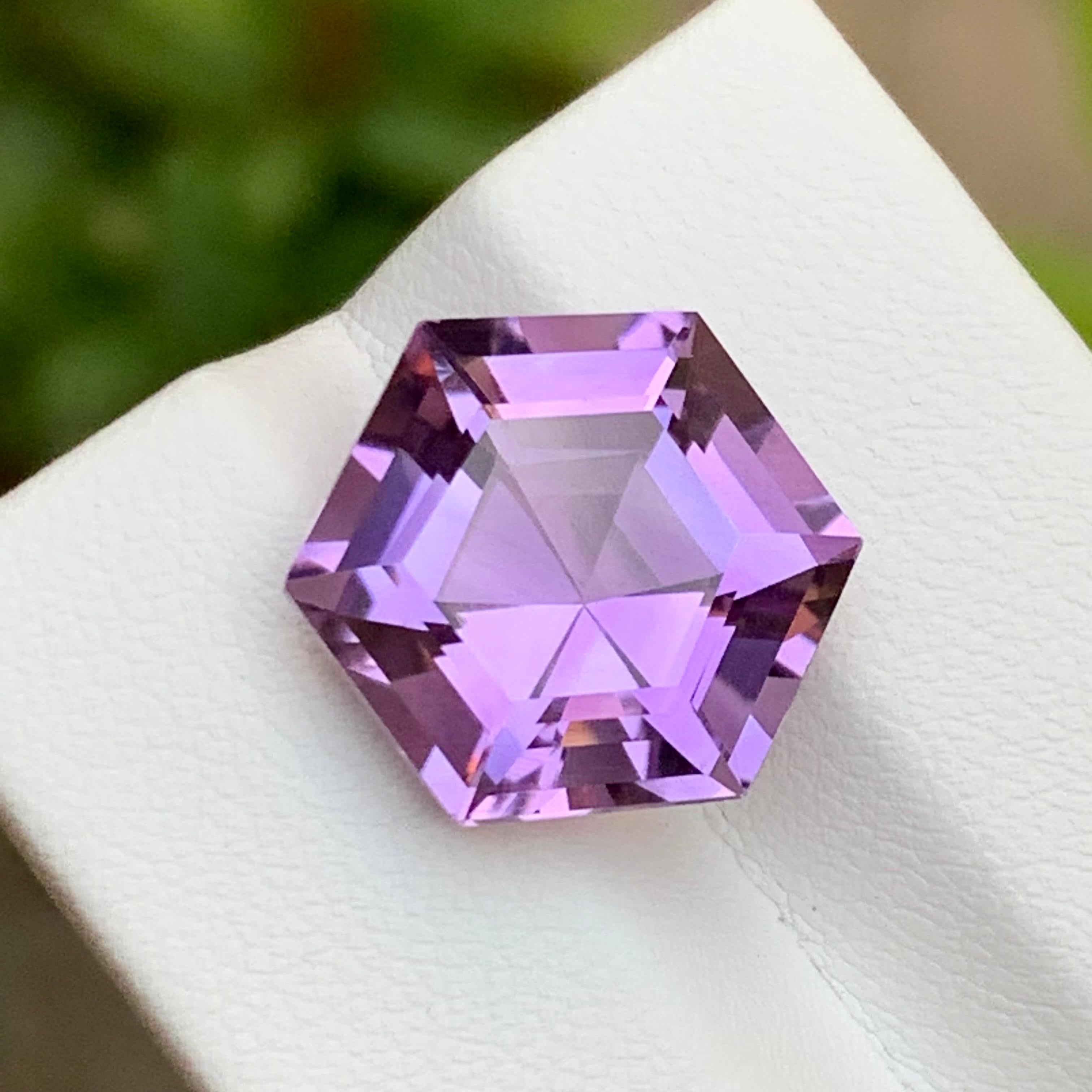 Vivid Purple Natural Amethyst Gemstone 10.15Ct Hexagon Cut  Ring Pendant Jewelry For Sale 4