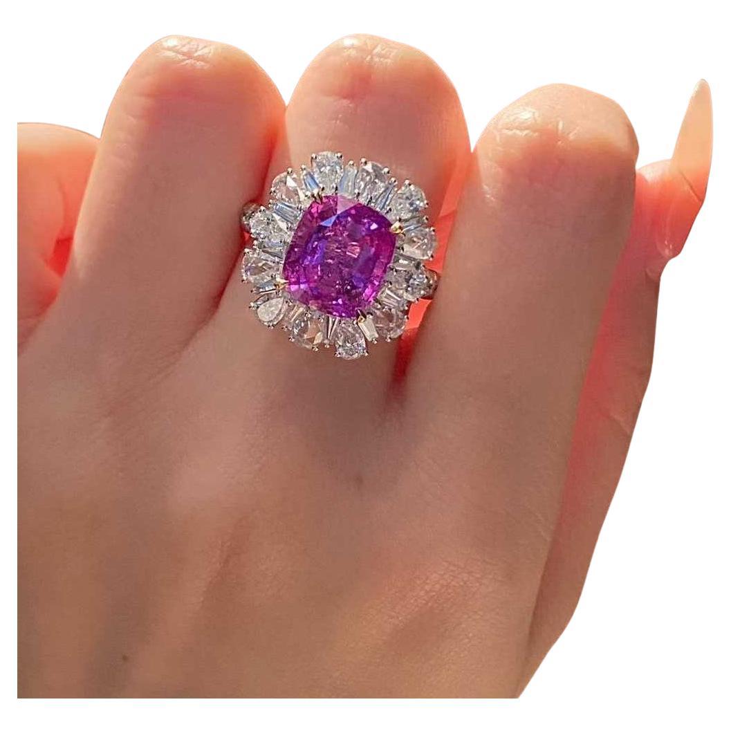 Vivid Purple Sapphire Diamond Cocktail Ring -18K Weißgold -Eze Jewelry