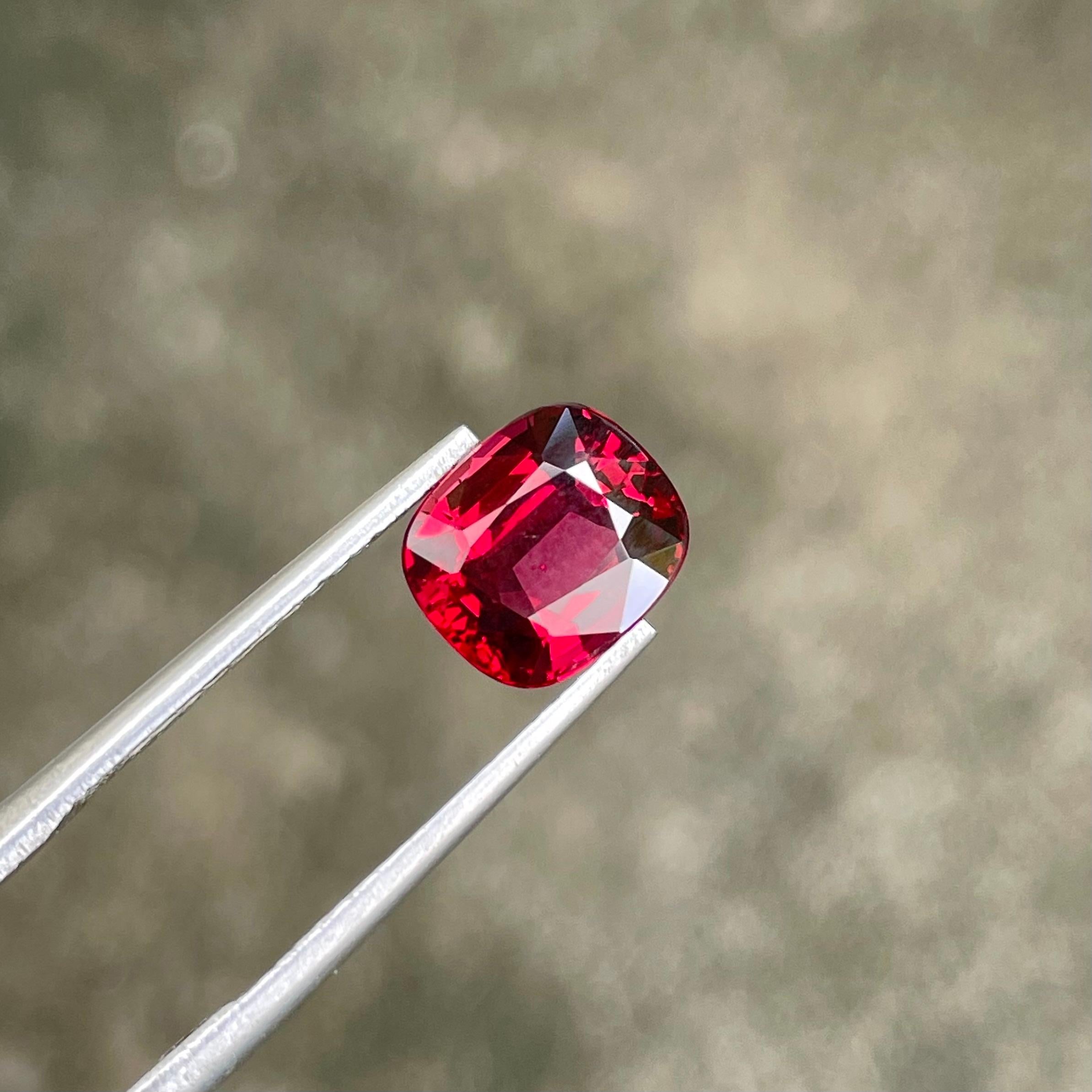 Weight : 2.70 carats 
Dimensions : 8.7x7.6x4.7 mm
Clarity : VVS (Very, Very Slightly Included)
Treatment : None
Origin : Burma
Cut : Cushion
Shape : Step Cushion




Indulge in the timeless allure of the Vivid Red Burmese Loose Spinel, a captivating