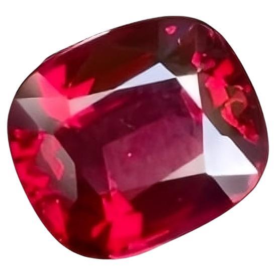 Vivid Red Burmese Loose Spinel 2.70 carats Cushion Cut Natural Gemstone For Sale
