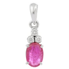 Vivid Ruby Pendant in 18K White Gold Settings with Diamonds 