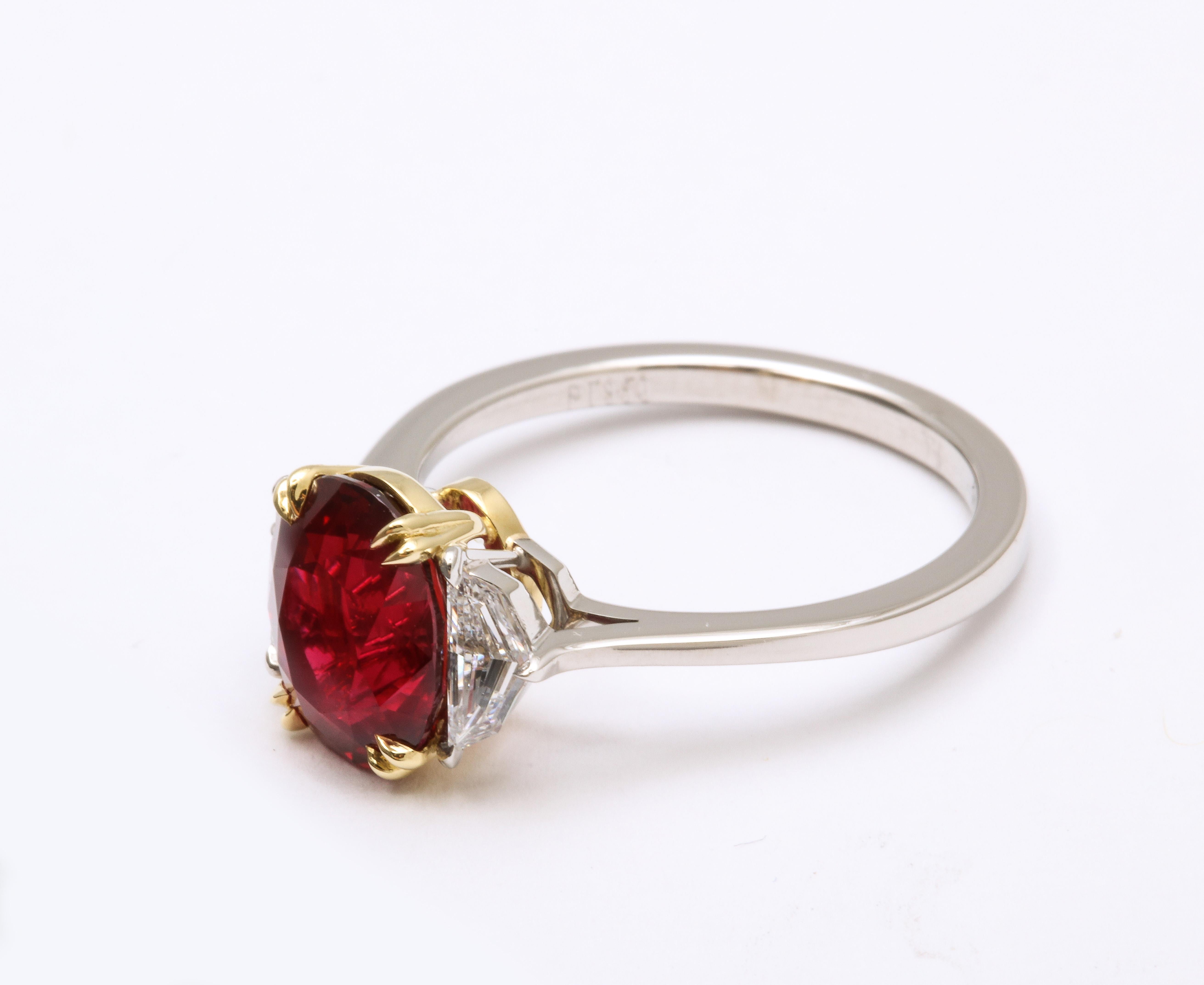 Vivid Red Ruby and Diamond Ring For Sale 2