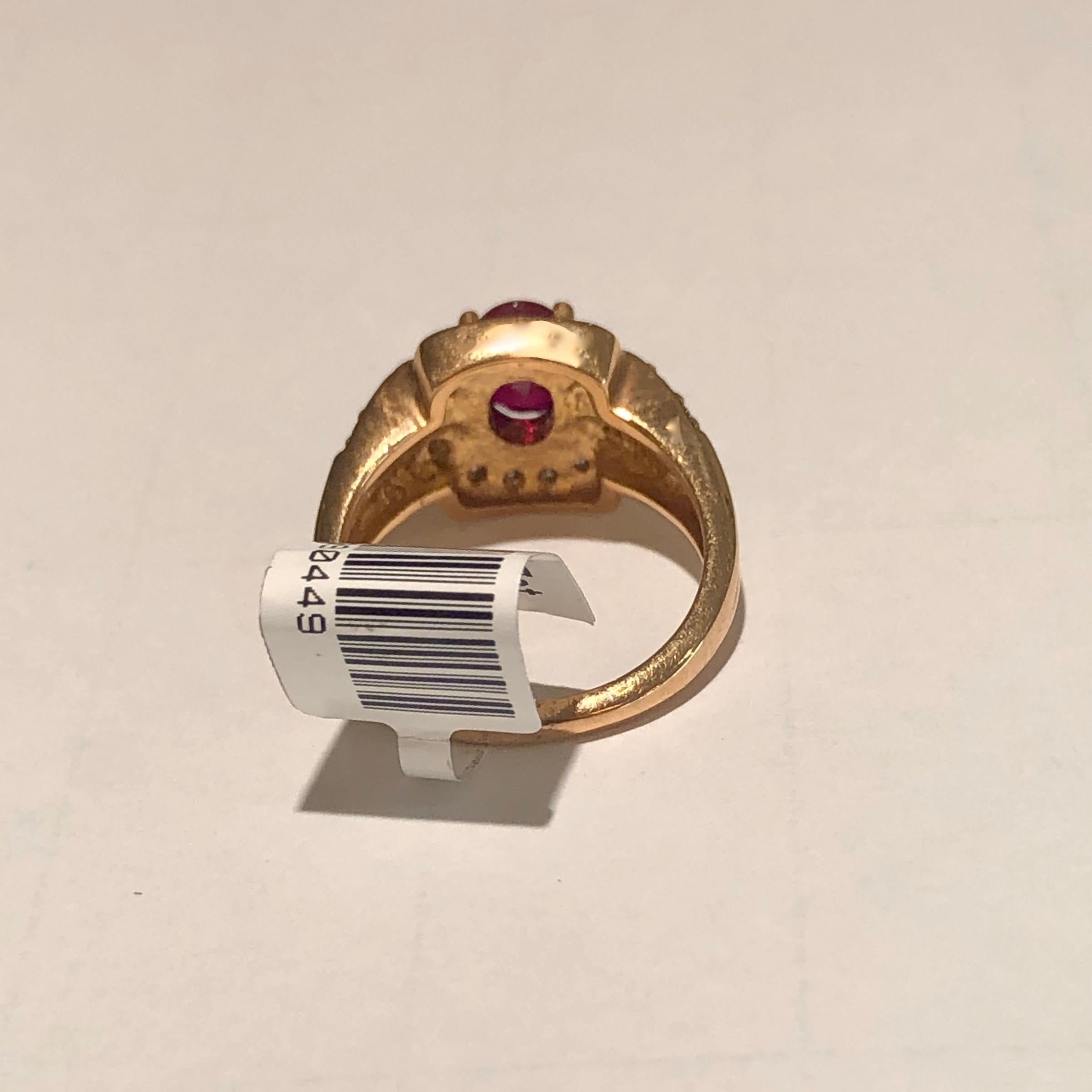 Vivid Red Ruby and Diamonds Ring 18 Karat Gold For Sale 2