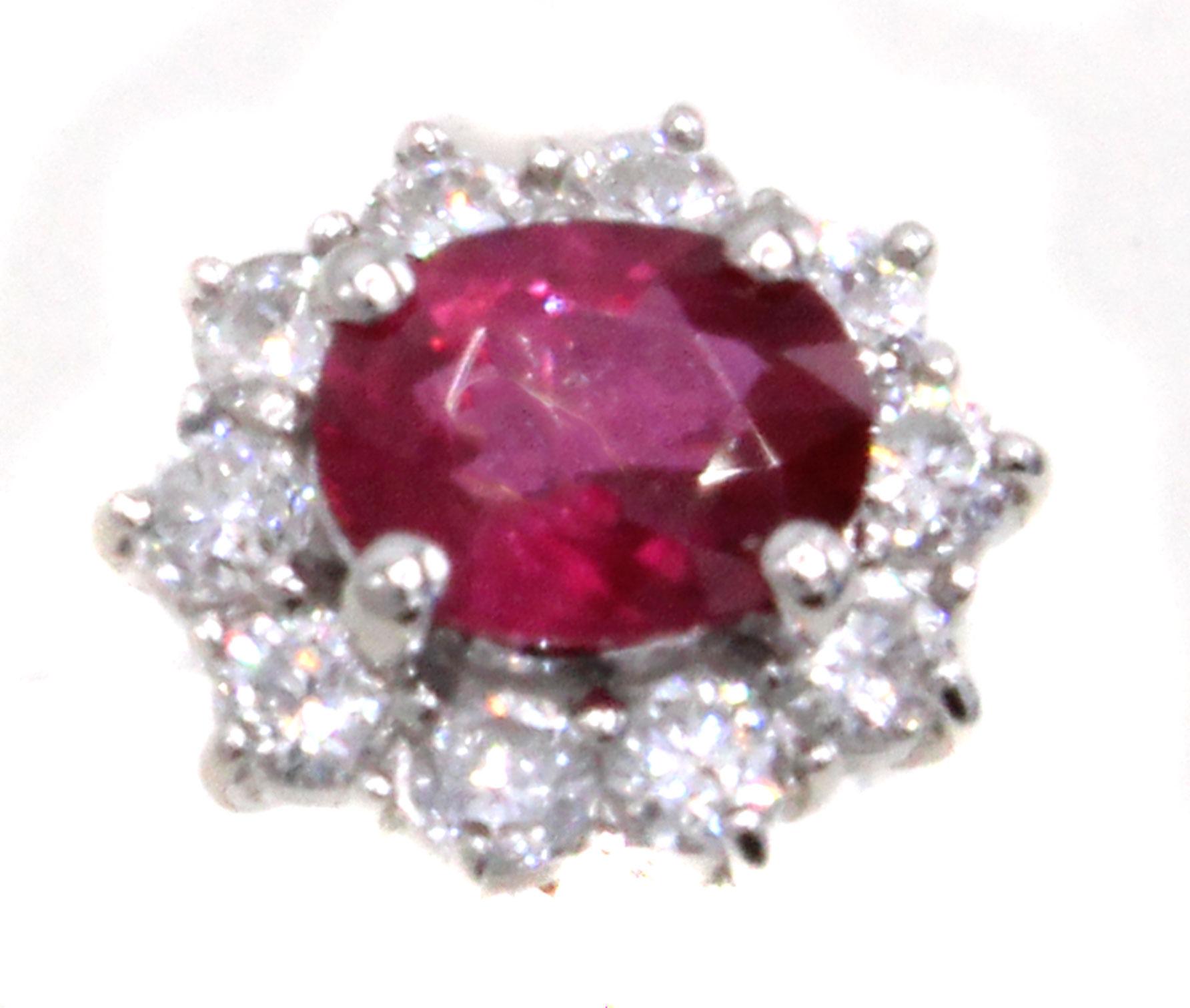 Contemporary Vivid Red Ruby Diamond Platinum Engagement Ring