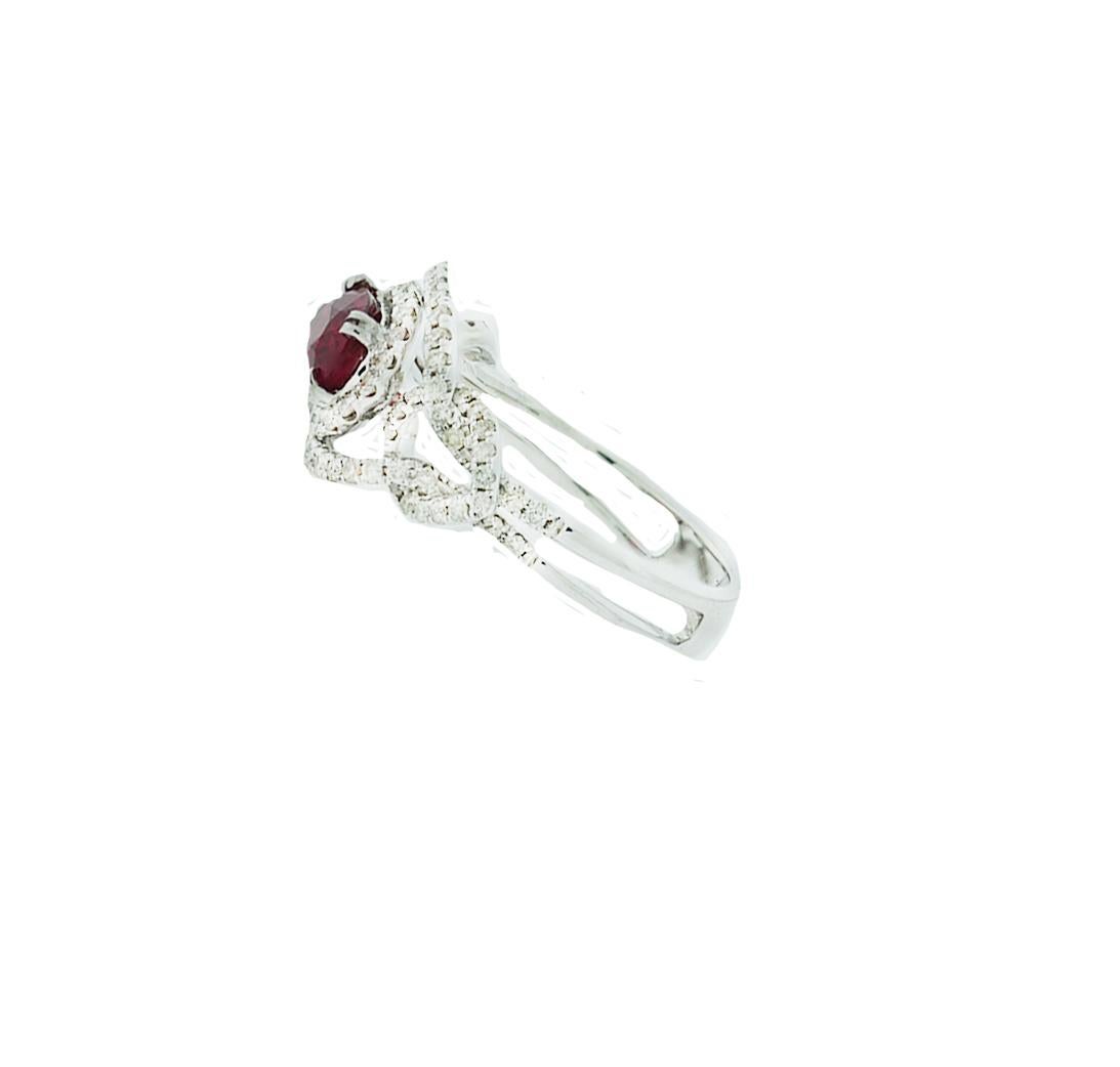 Oval Cut Vivid Red Ruby Diamond Solitaire Ring 2.08 Carat