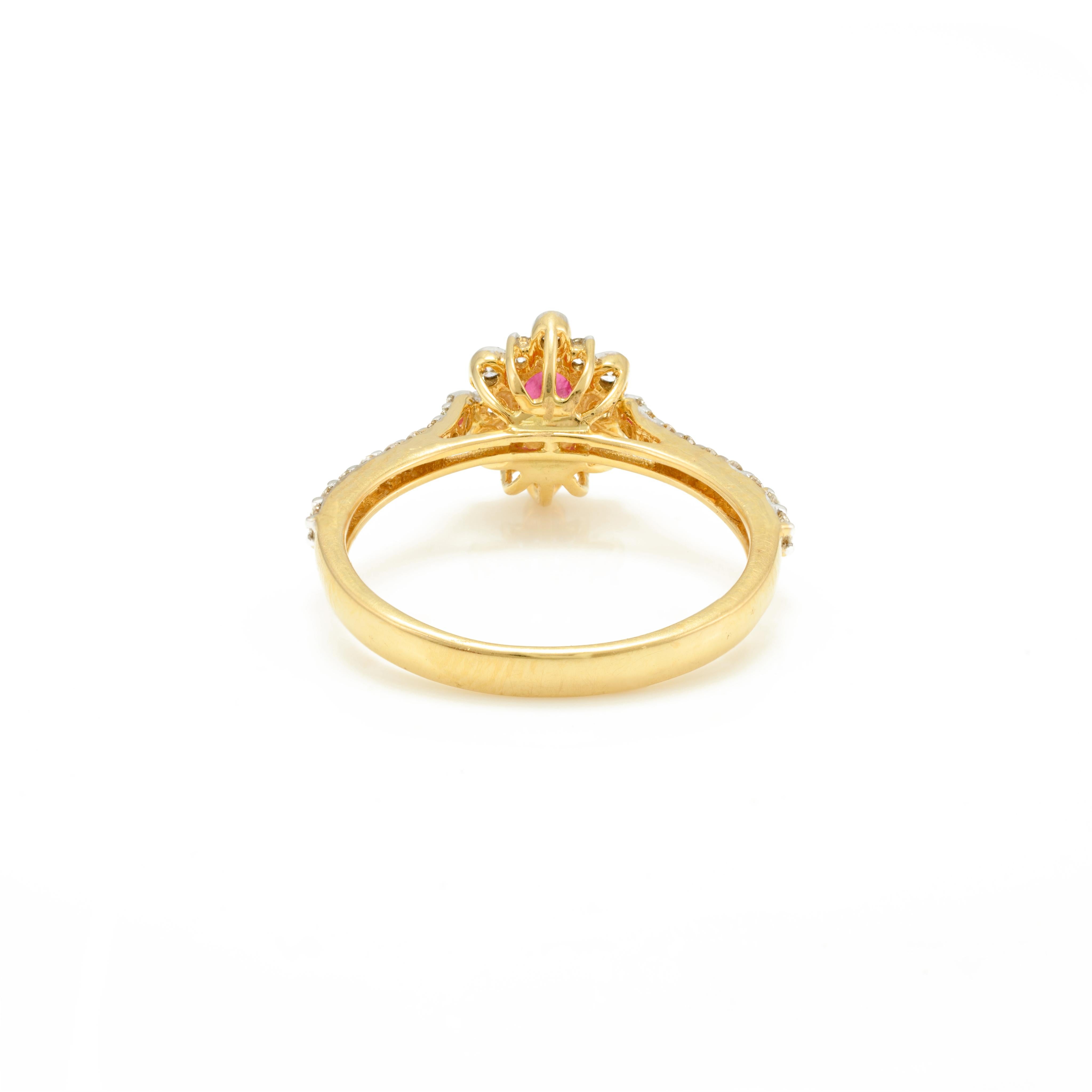 For Sale:  Contemporary Diamond and Natural Ruby Gemstone Ring in 18k Solid Yellow Gold 3