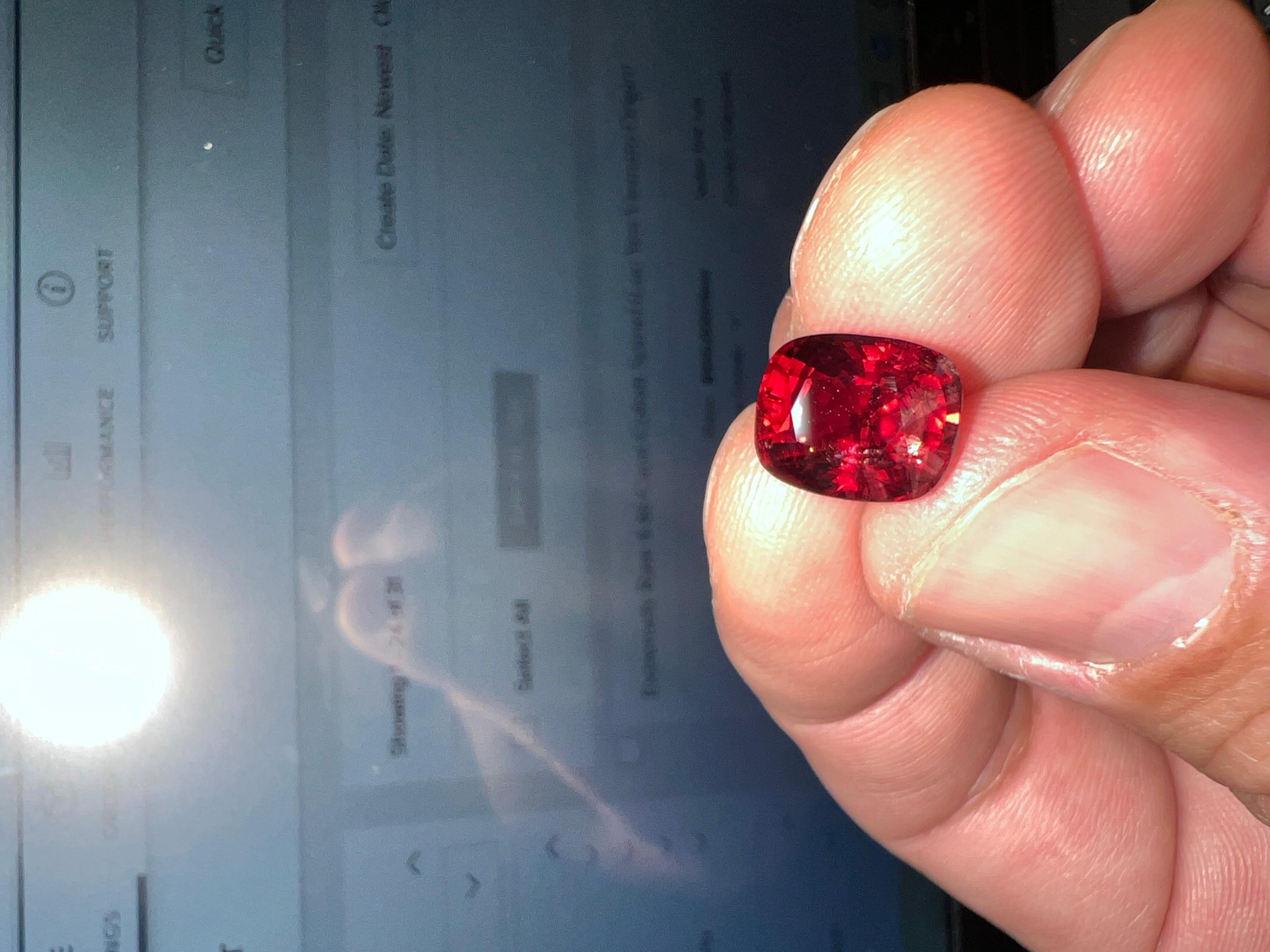 
This beautiful 6.85 carat Vivid Red Spinel is up for grabs hailing all the way from Luc Yen Vietnam . 
 Spinel in this size and Color are very rare to find with price tag, in retail market it would be over $10,000 per carat in the high tens of
