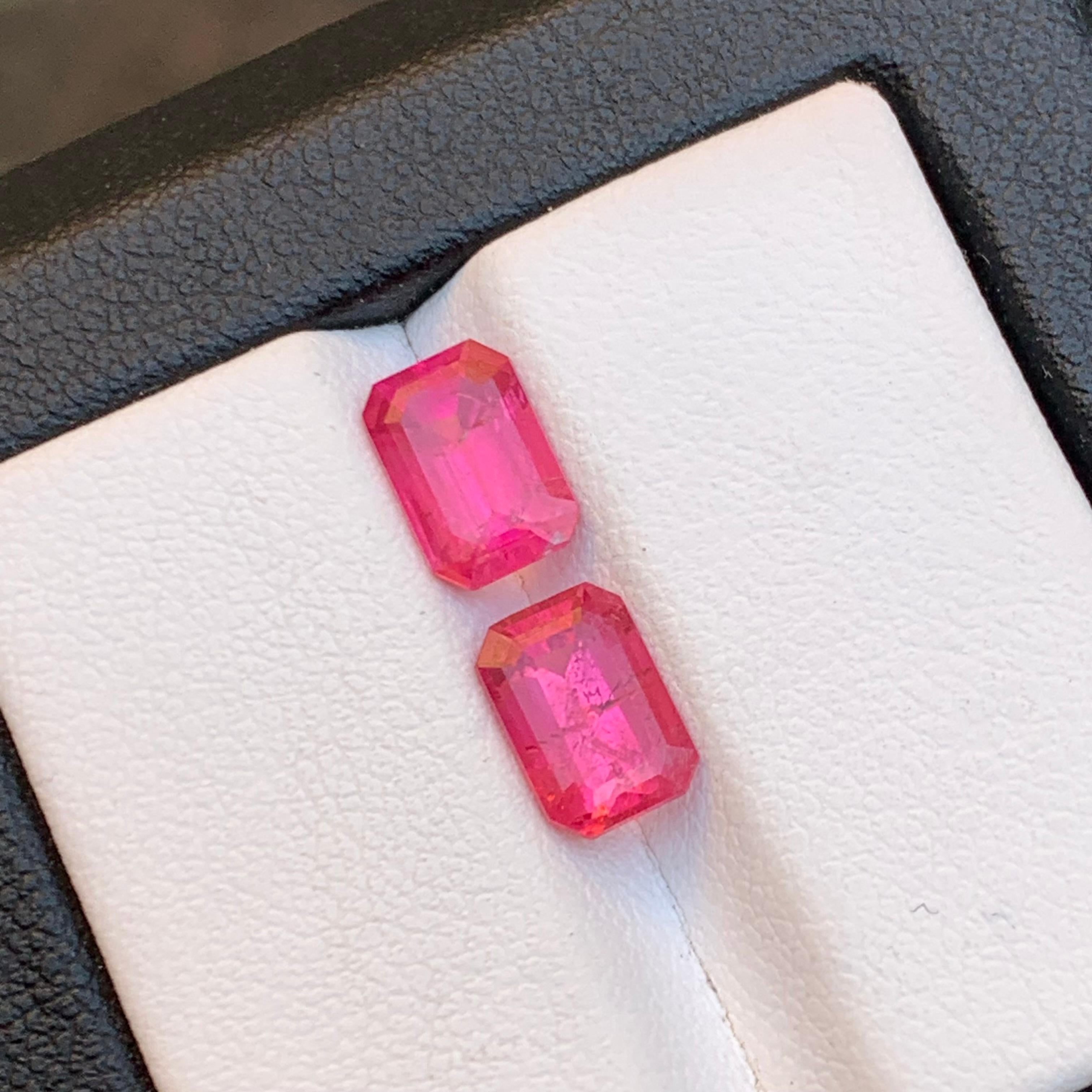 Vivid Reddish Pink Natural Rubellite Tourmaline Loose Gemstone Pair 3.10Ct-Jewel For Sale 5