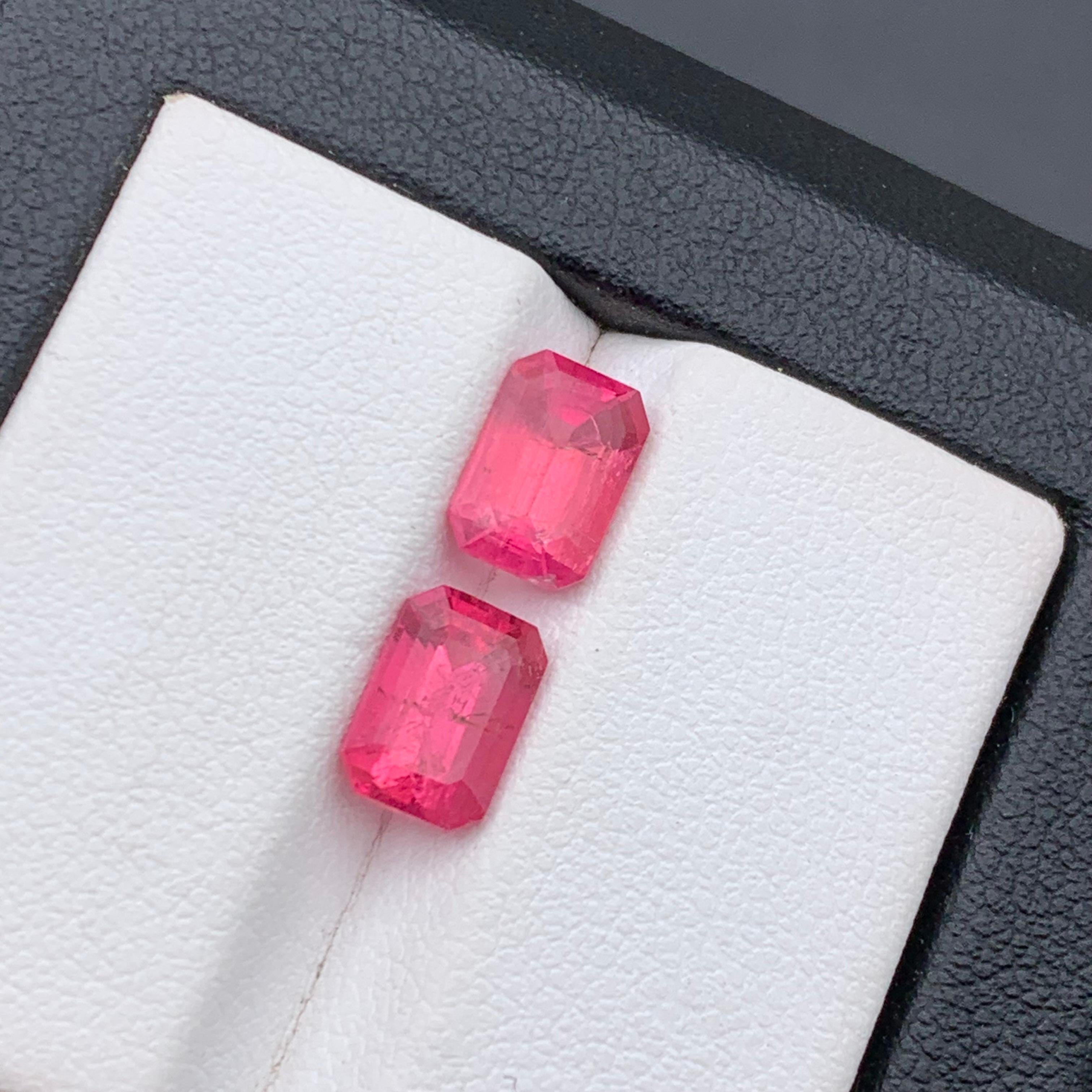 Vivid Reddish Pink Natural Rubellite Tourmaline Loose Gemstone Pair 3.10Ct-Jewel For Sale 6