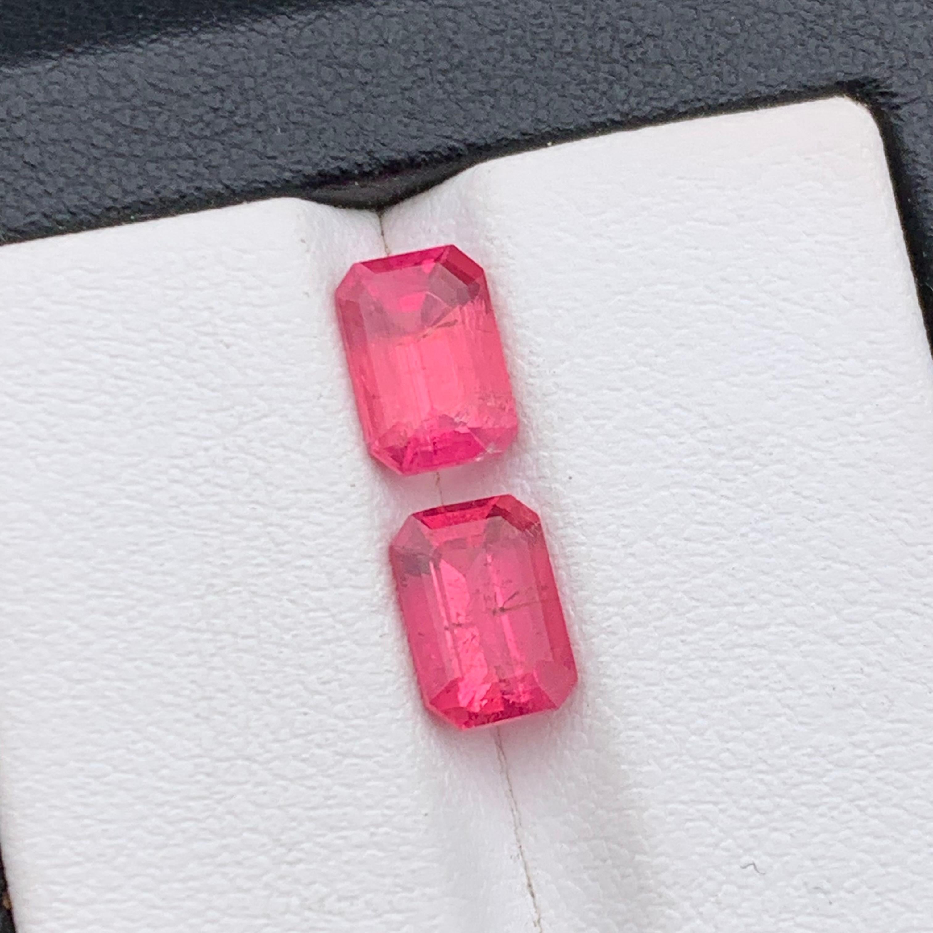 Vivid Reddish Pink Natural Rubellite Tourmaline Loose Gemstone Pair 3.10Ct-Jewel For Sale 7