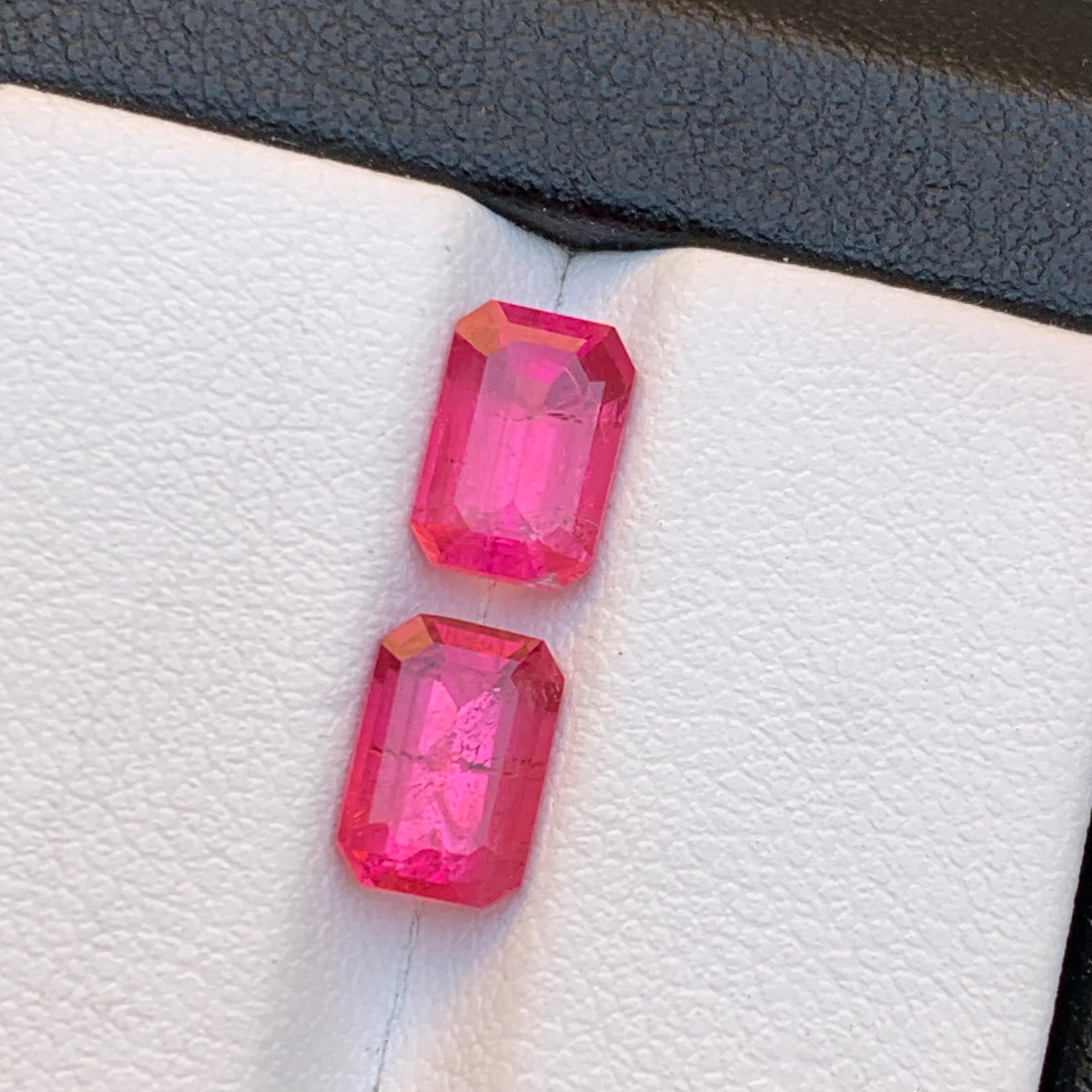 Vivid Reddish Pink Natural Rubellite Tourmaline Loose Gemstone Pair 3.10Ct-Jewel For Sale 3