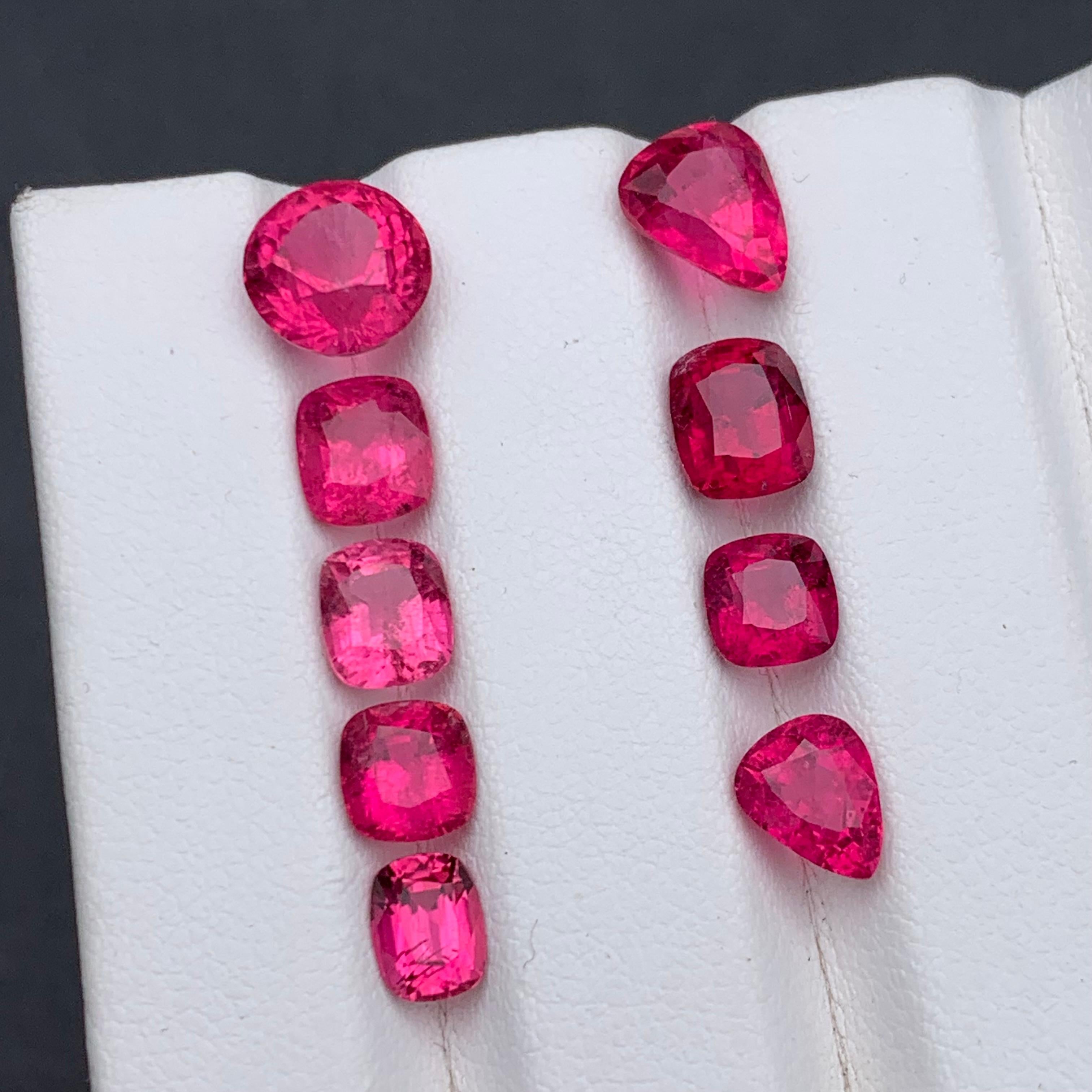Vivid Reddish Pink Natural Rubellite Tourmaline Loose Gemstones Lot, 11.15 Carat For Sale 4