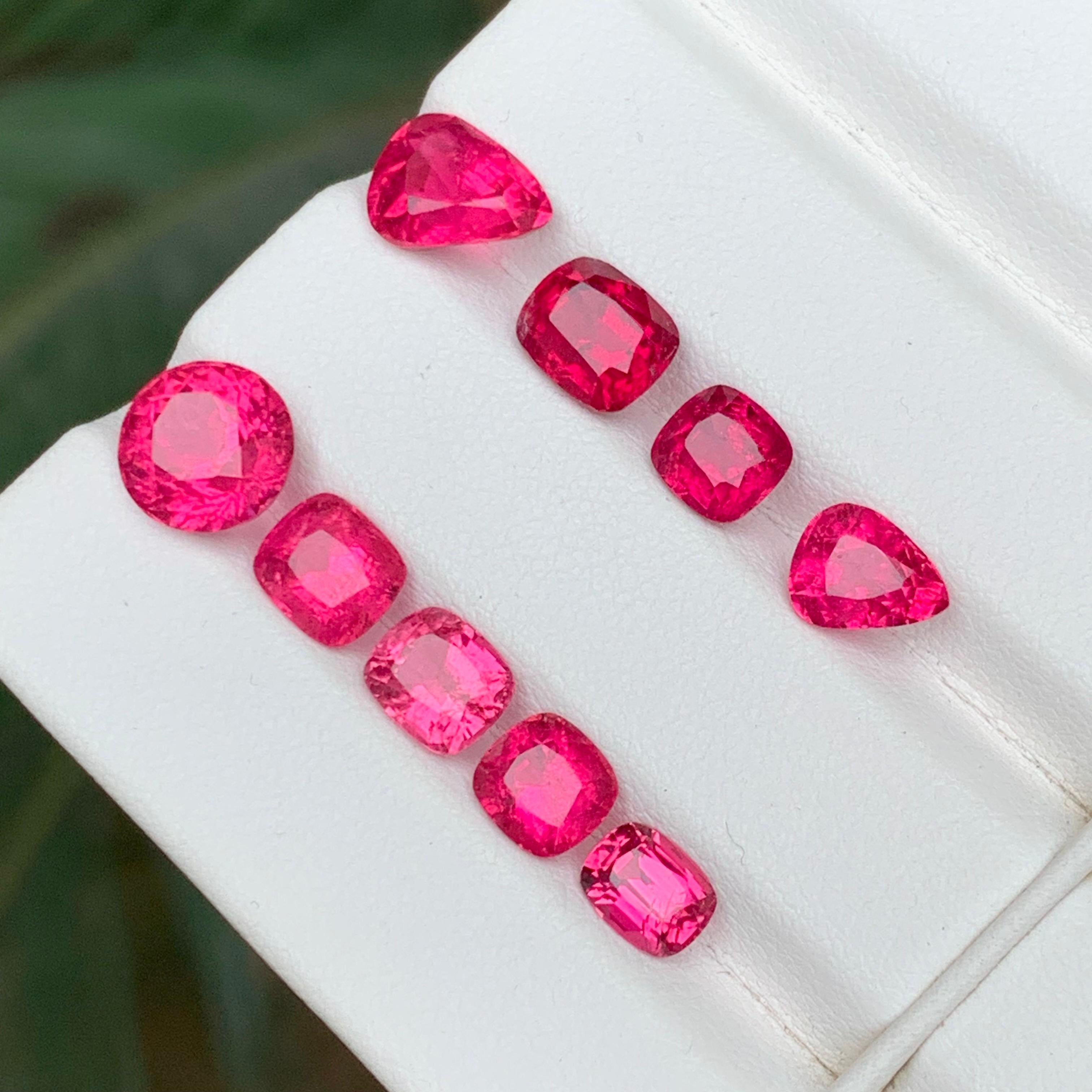 Cushion Cut Vivid Reddish Pink Natural Rubellite Tourmaline Loose Gemstones Lot, 11.15 Carat For Sale