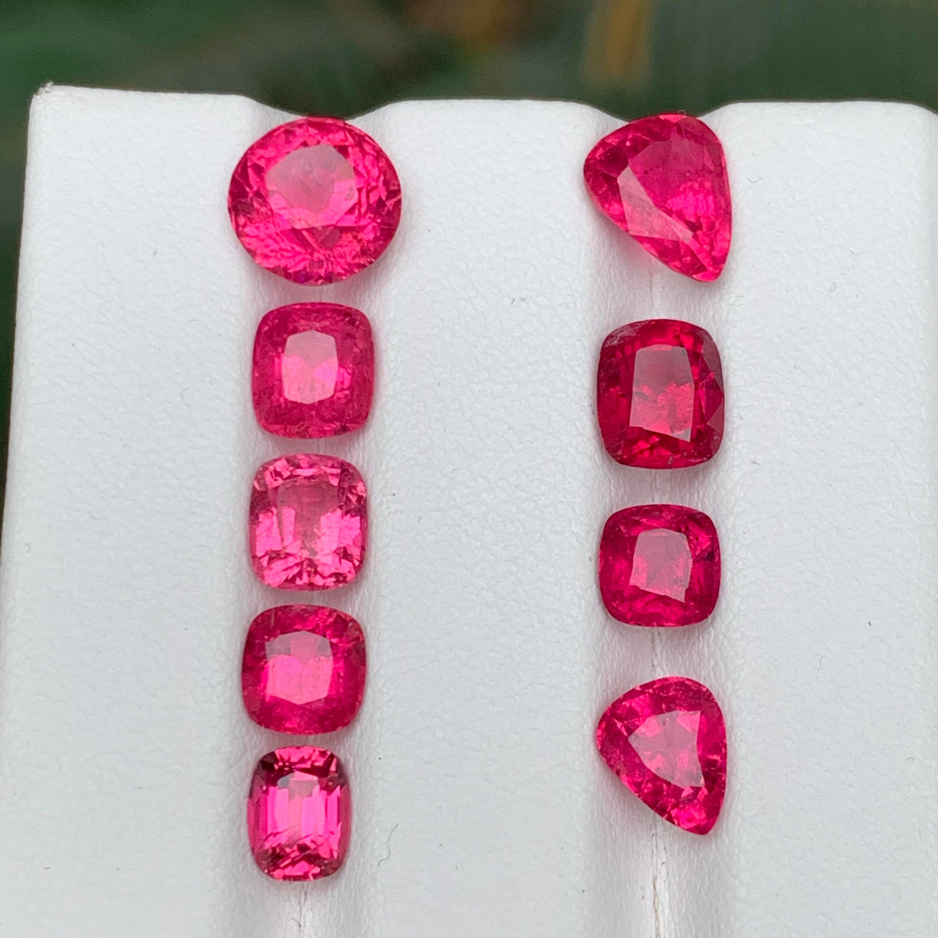 Vivid Reddish Pink Natural Rubellite Tourmaline Loose Gemstones Lot, 11.15 Carat For Sale 3