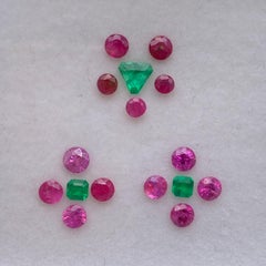 Vivid & Reddish Pink Natural Ruby & Green Emerald Loose Gemstones Set 2.20 Carat