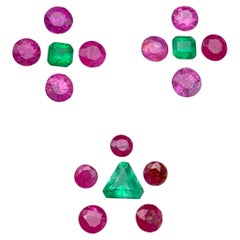 Vivid & Rötlich Rosa Natürlicher Rubin & Grüner Smaragd Lose Edelsteine Set 2,20 Karat