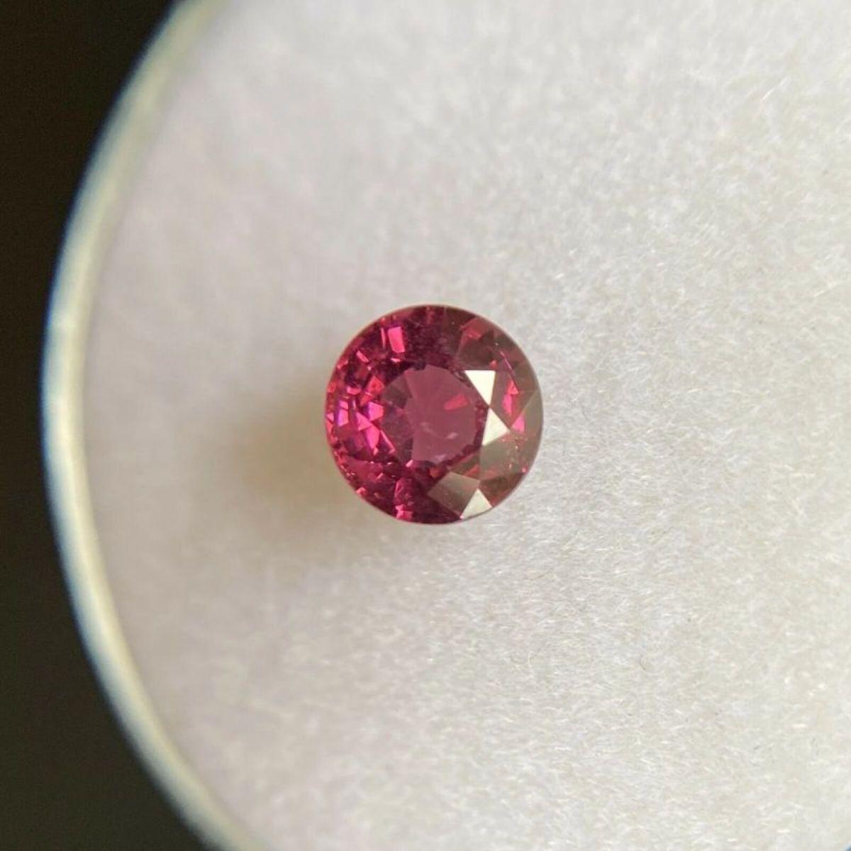 Women's or Men's Vivid Rhodolite Garnet Red Pink Purple 0.35ct Round Diamond Cut Calibrated