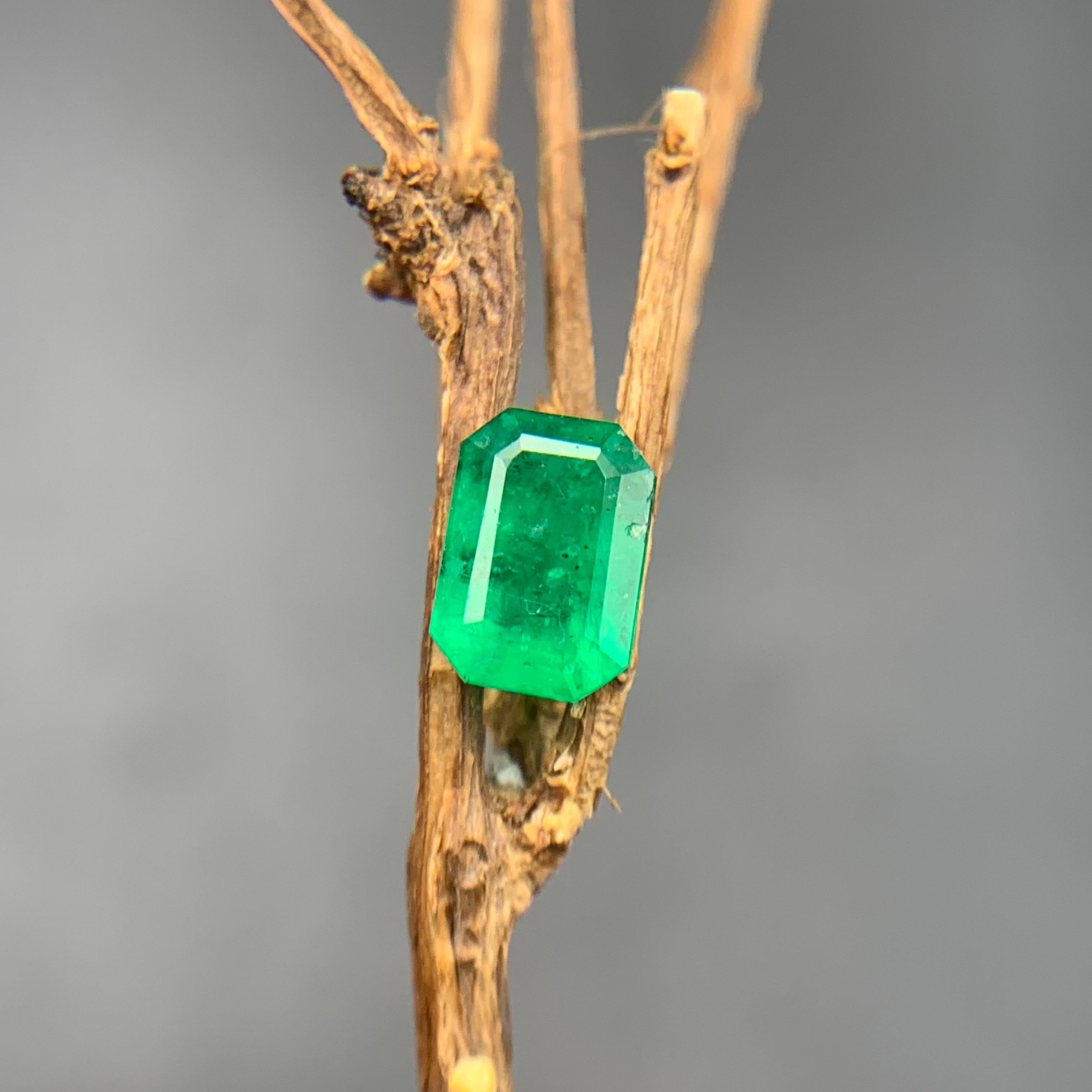 Vivid Rich Green Natural Emerald Ring Loose Gemstone 1.15 Ct Emerald Cut-Jewelry For Sale 2