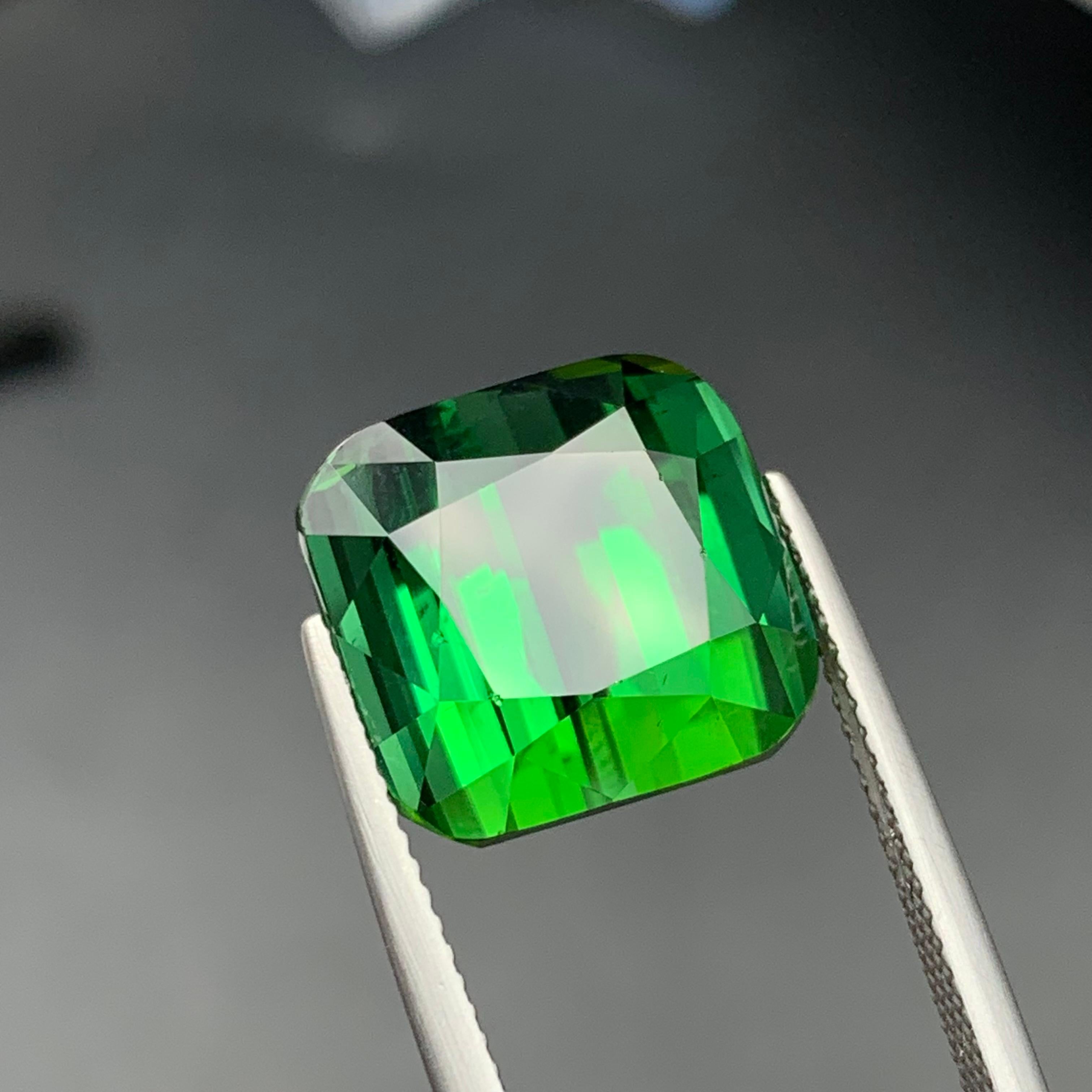 Ciondolo di tormalina naturale verde intenso sciolto 16.65 carati taglio cuscino in vendita 4