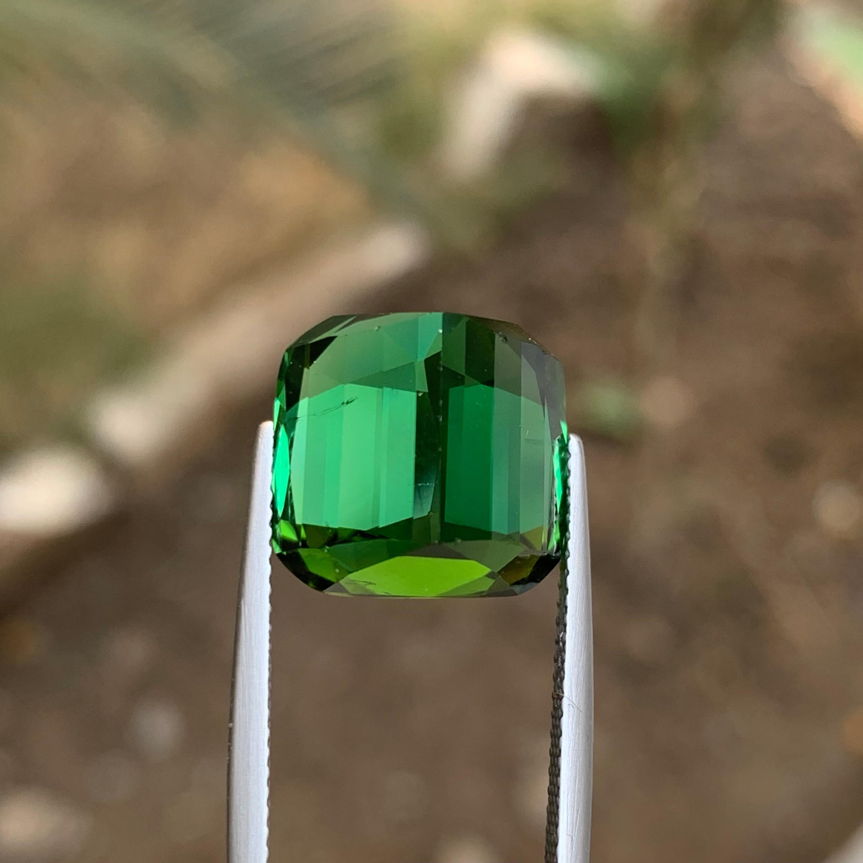 Ciondolo di tormalina naturale verde intenso sciolto 16.65 carati taglio cuscino in vendita 6