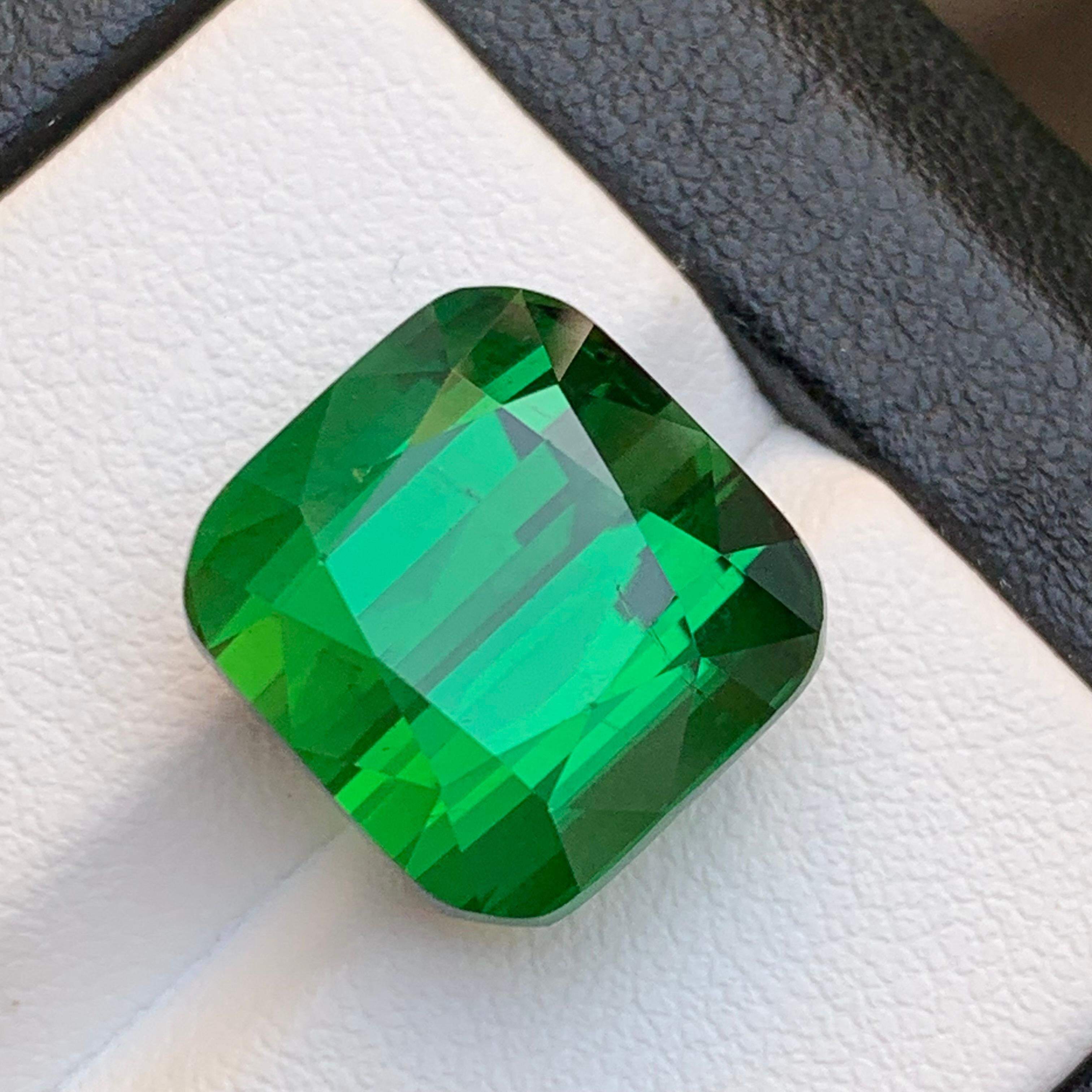 Ciondolo di tormalina naturale verde intenso sciolto 16.65 carati taglio cuscino in vendita 7
