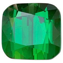 Vivid Rich Green Natural Tourmaline Pendant Loose Gemstone 16.65 Ct Cushion Cut (Pendentif Tourmaline Naturelle Vert Vif)