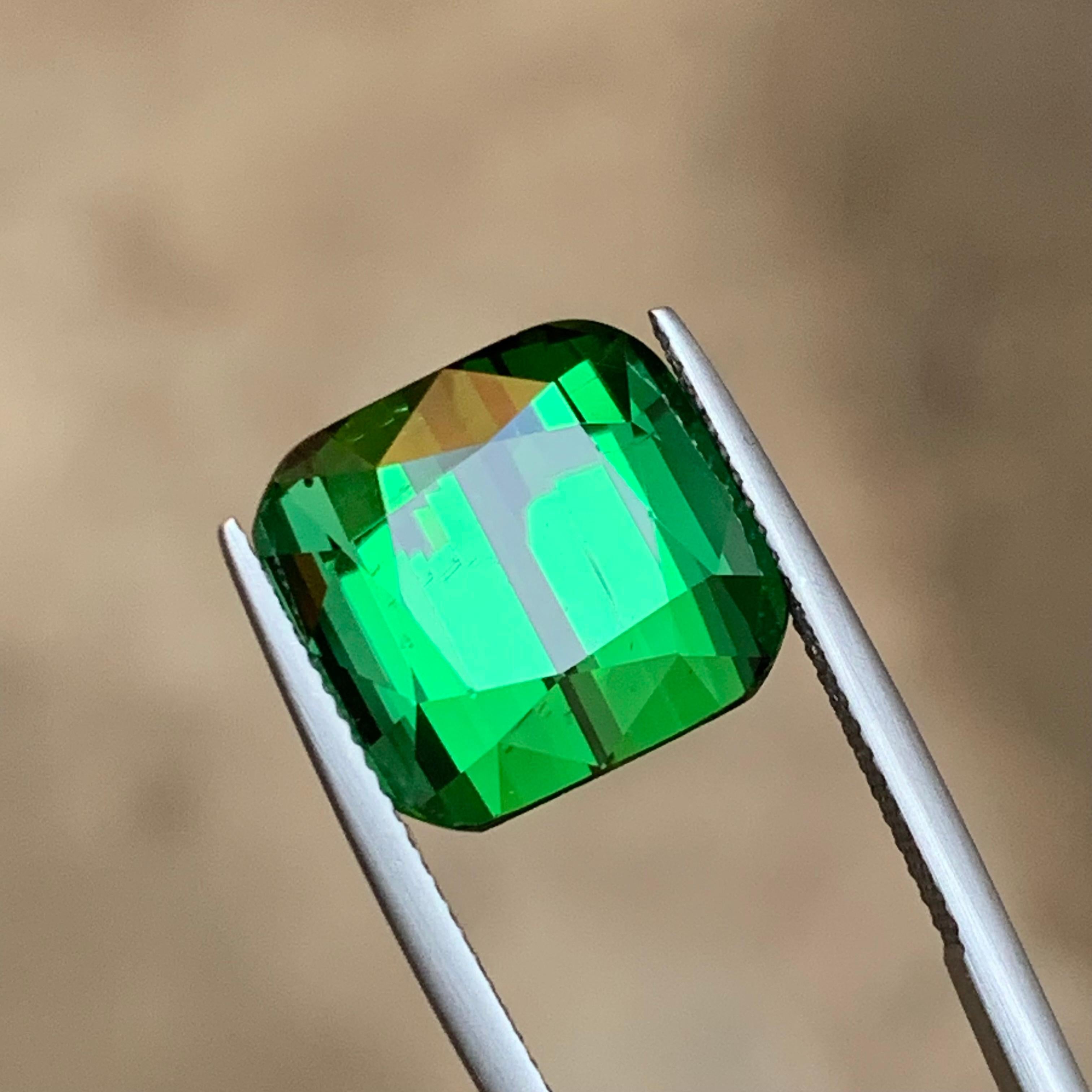 Vivid Rich Green Natural Tourmaline Pendant Loose Gemstone 16.75 Ct Cushion Cut 7