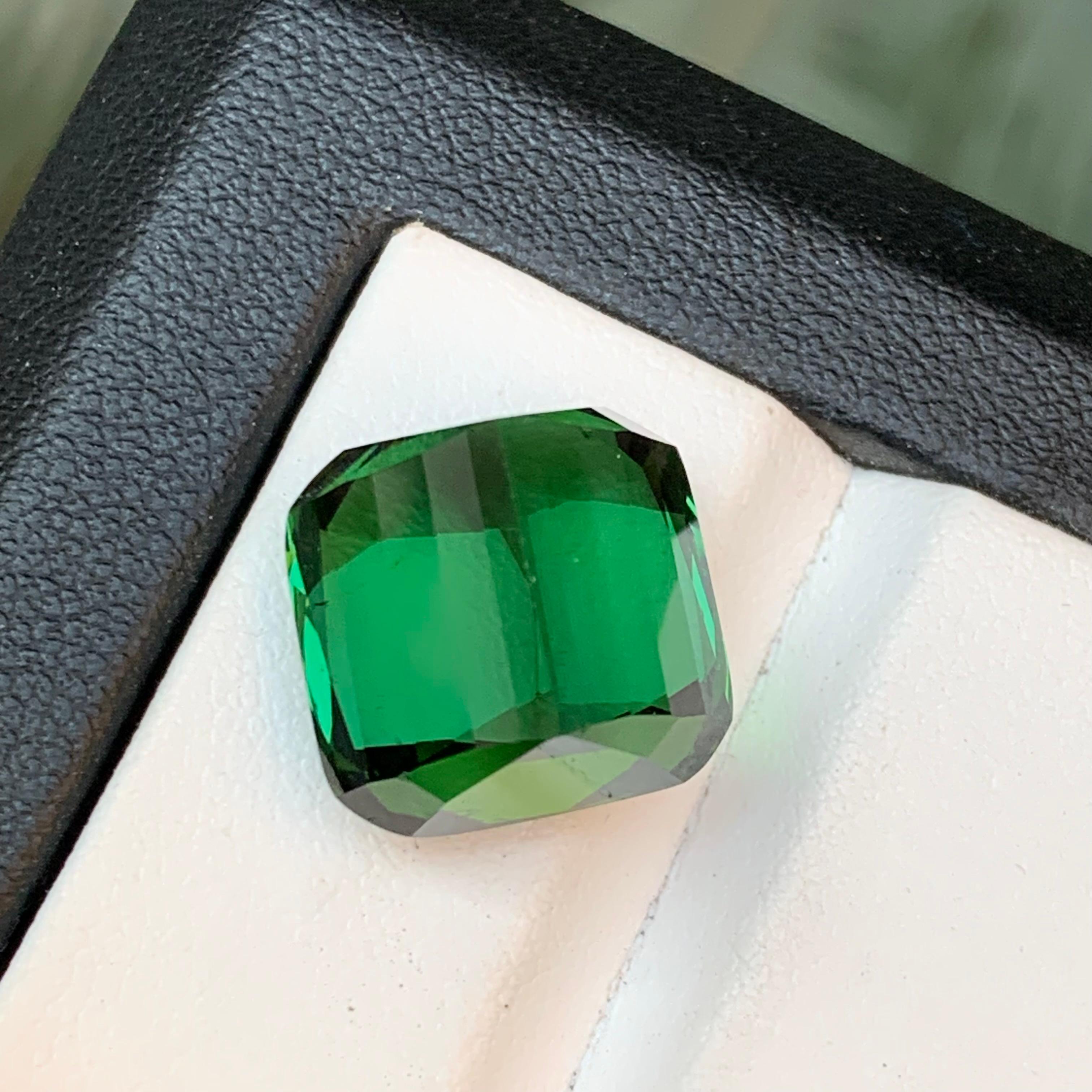 Vivid Rich Green Natural Tourmaline Pendant Loose Gemstone 16.75 Ct Cushion Cut 2