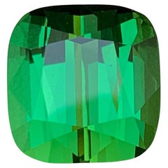 Vivid Rich Green Natural Tourmaline Pendant Loose Gemstone 17.35 Ct Cushion Cut