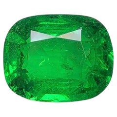 Vivid Rich Green Natural Tsavorite 3.41 Ct Cushion Cut Loose Gemstones for Ring
