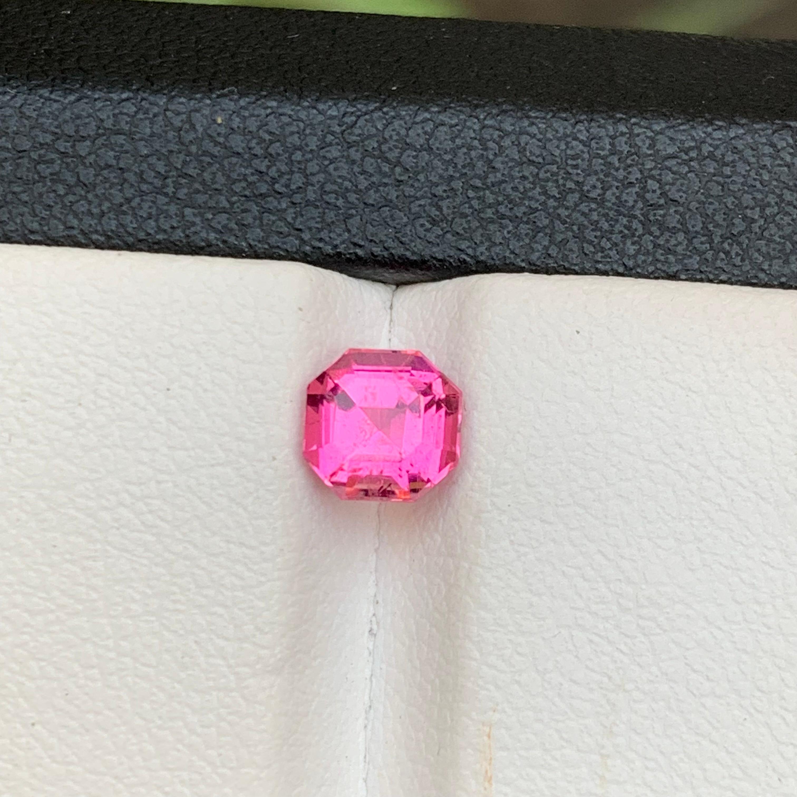 Vivid Rose Pink Natural Tourmaline Ring Gemstone 1.20Ct Octagon Cut for Jewelry For Sale 1