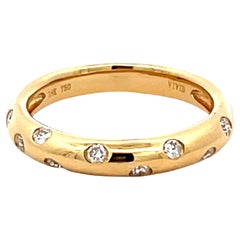 Vintage VIVID Rounded Diamond Band Ring 18K Yellow Gold