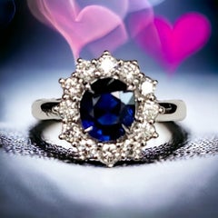 Vivid Royal Blue Sapphire Burma Mogok No Heat Perfectly Clean in  Diamond Ring