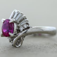 Vivid Ruby Diamond Platinum Ring, GIA Certified