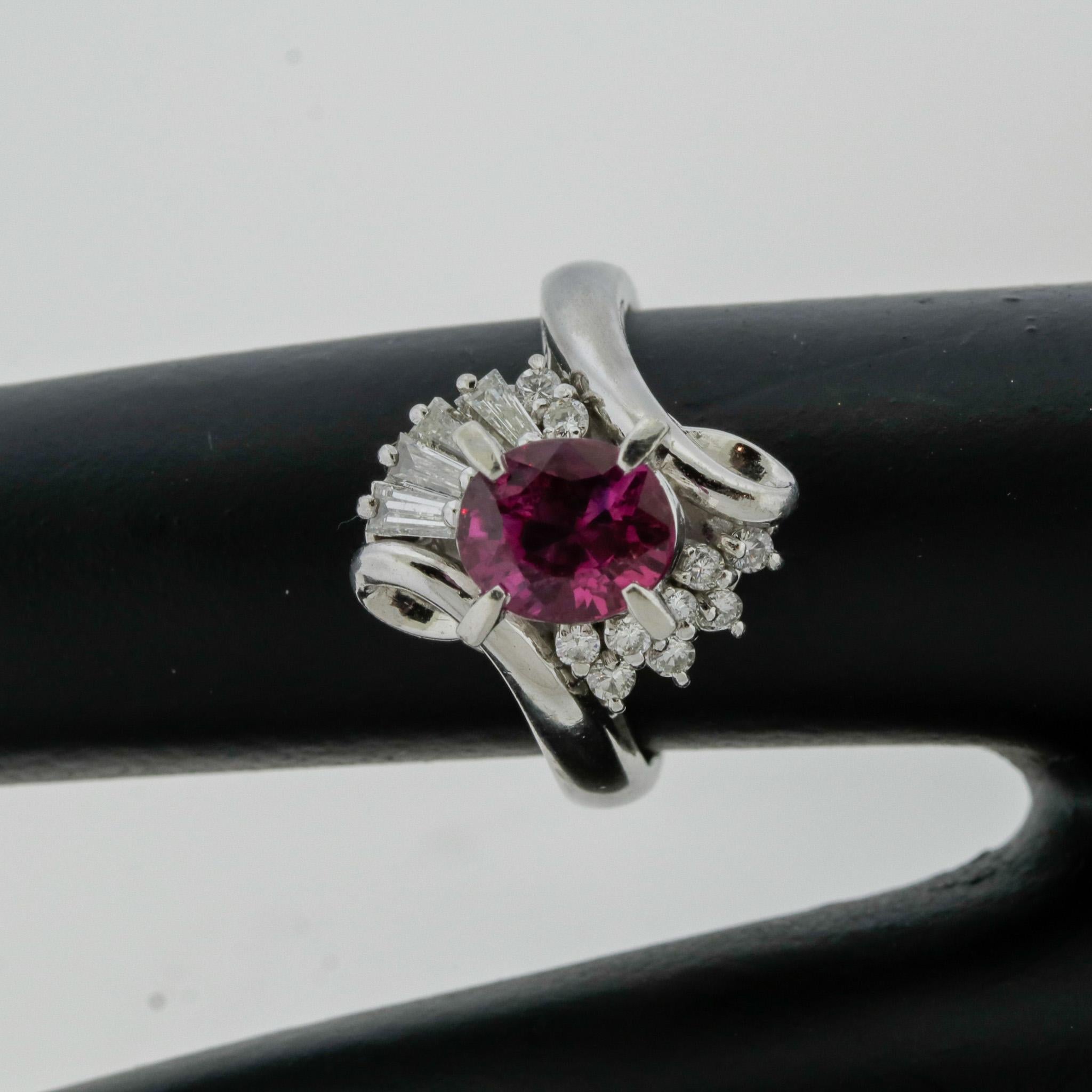 Vivid Ruby Diamond Platinum Ring, GIA Certified For Sale 2