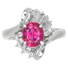 Vivid Ruby Diamond Platinum Ring, GIA Certified