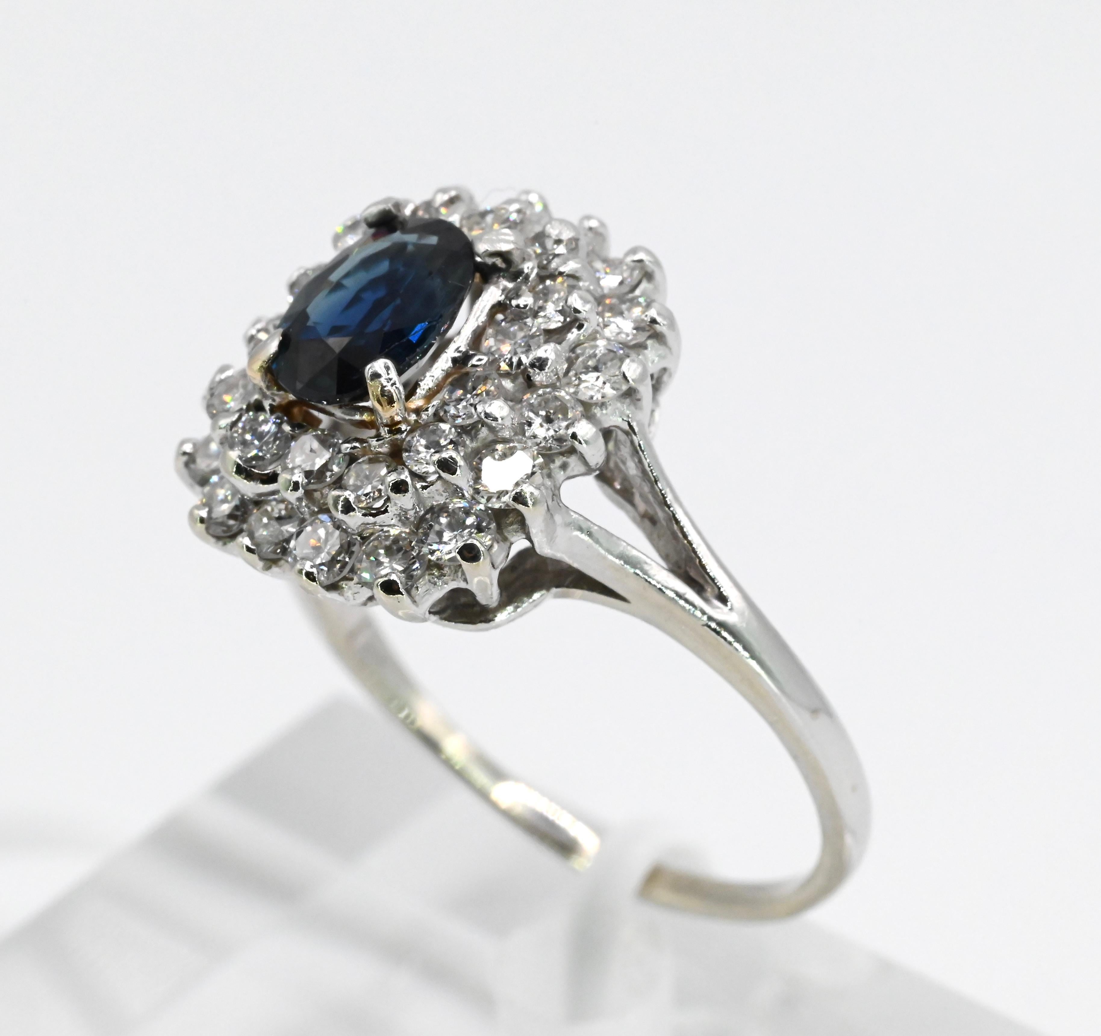 Women's Vivid Sapphire & Diamond White Gold Ring