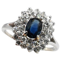 Vivid Sapphire & Diamond White Gold Ring