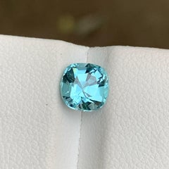 Vivid Seafoam Blue Natural Tourmaline Ring Gemstone 1.40 Ct Square Cushion Cut