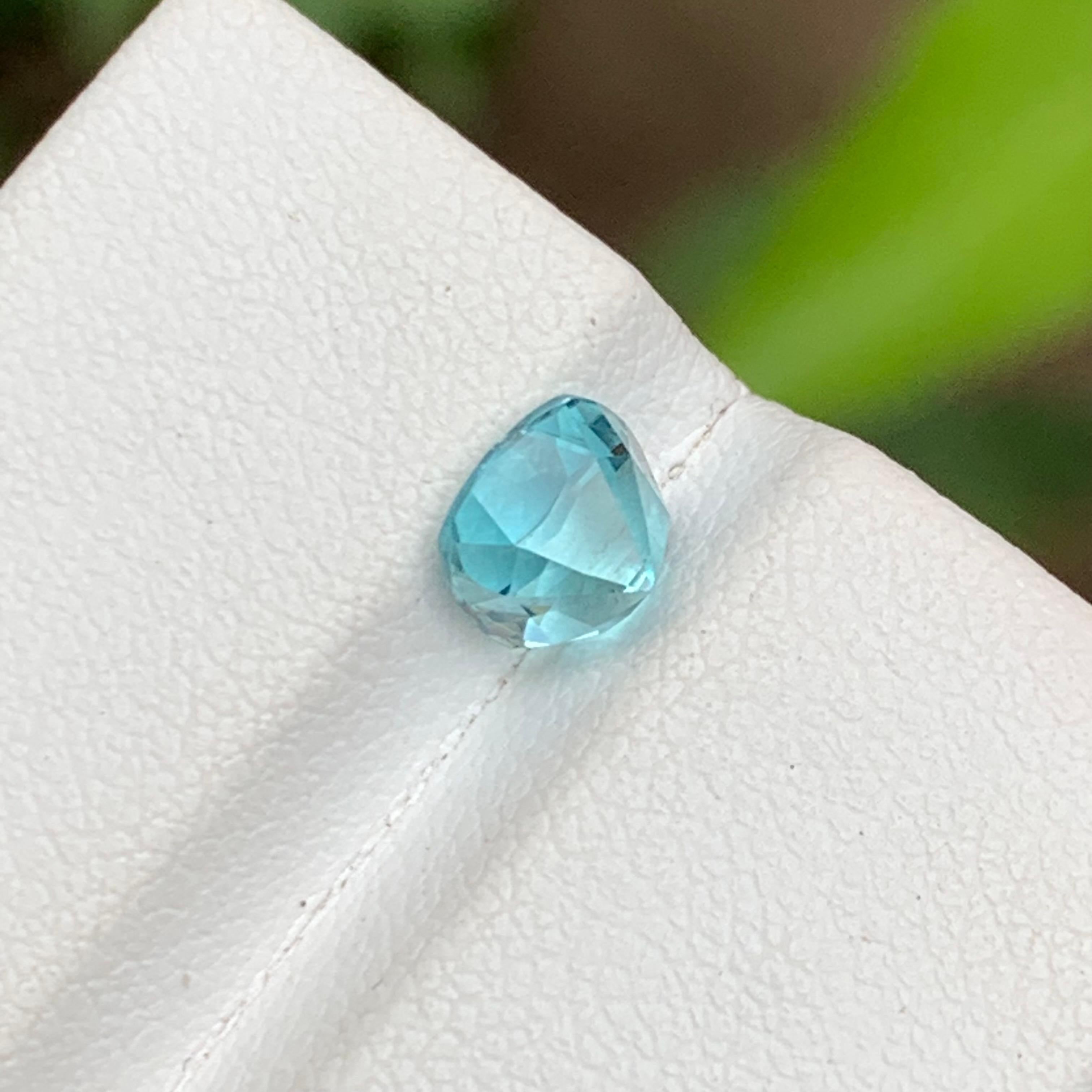 Vivid Seafoam Blue Natural Tourmaline Ring Gemstone 1.40 Ct Square Cushion Cut en vente 6