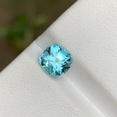 Vivid Seafoam Blue Natural Tourmaline Ring Gemstone 1.40 Ct Square Cushion Cut
