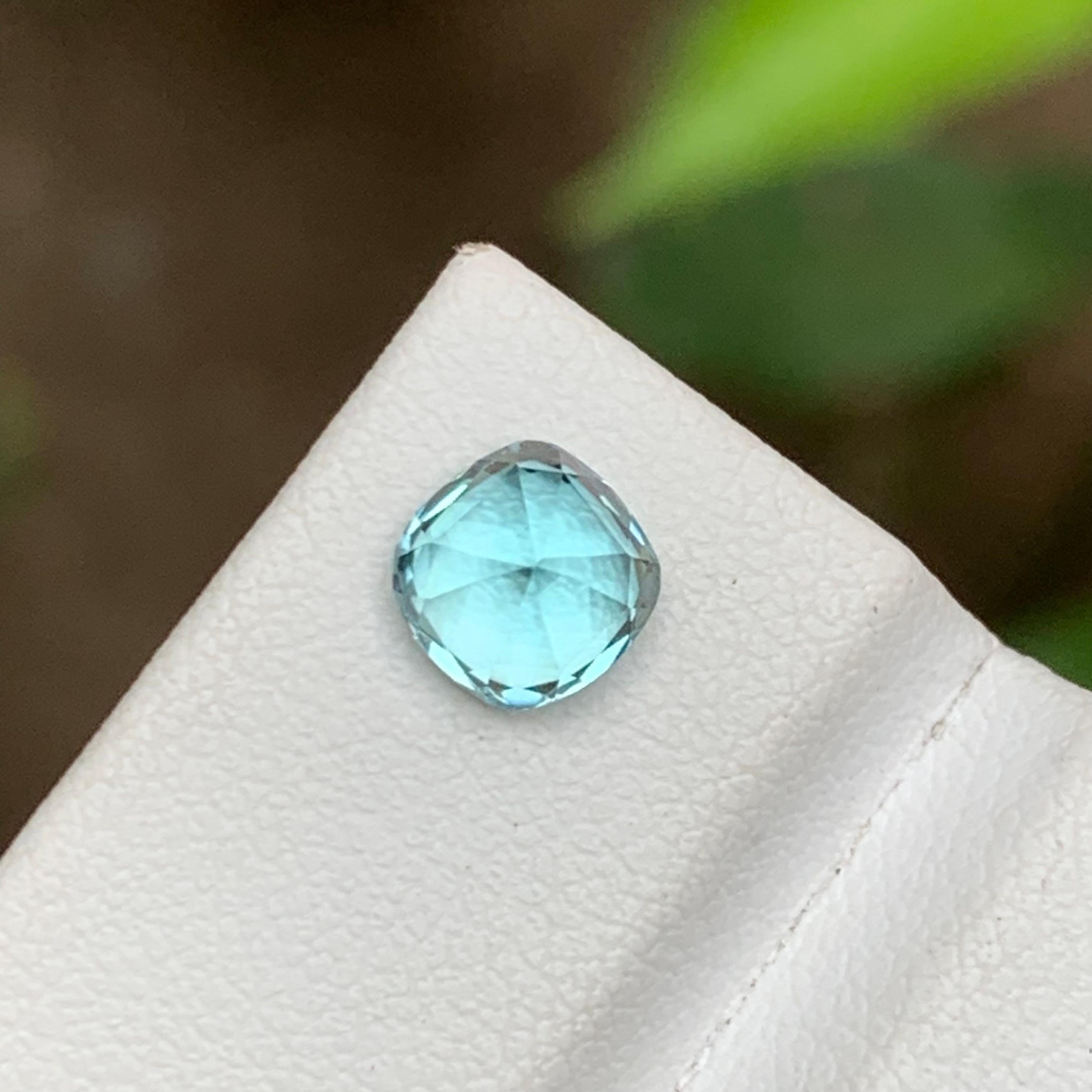 Taille coussin Vivid Seafoam Blue Natural Tourmaline Ring Gemstone 1.40 Ct Square Cushion Cut en vente
