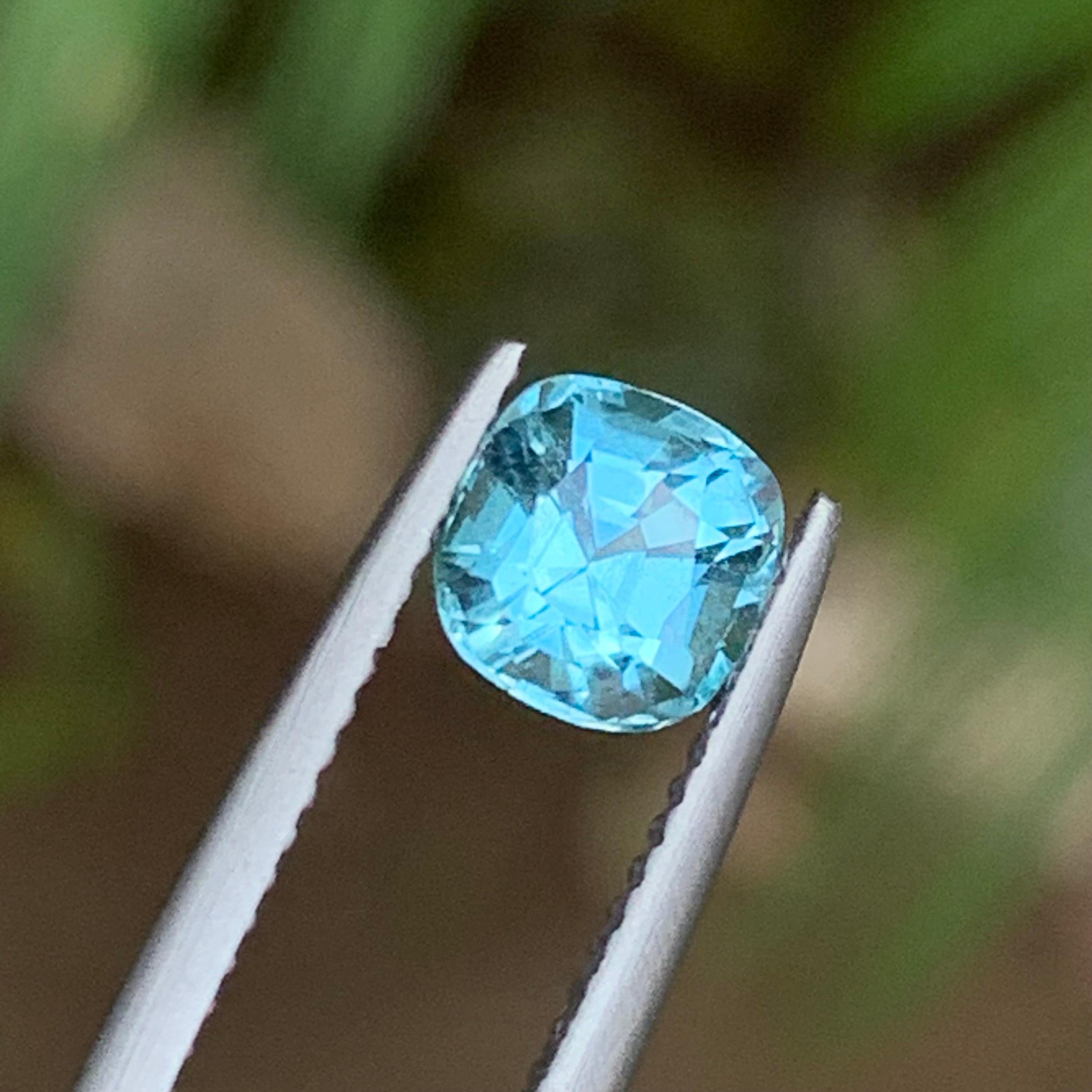 Vivid Seafoam Blue Natural Tourmaline Ring Gemstone 1.40 Ct Square Cushion Cut Neuf - En vente à Peshawar, PK