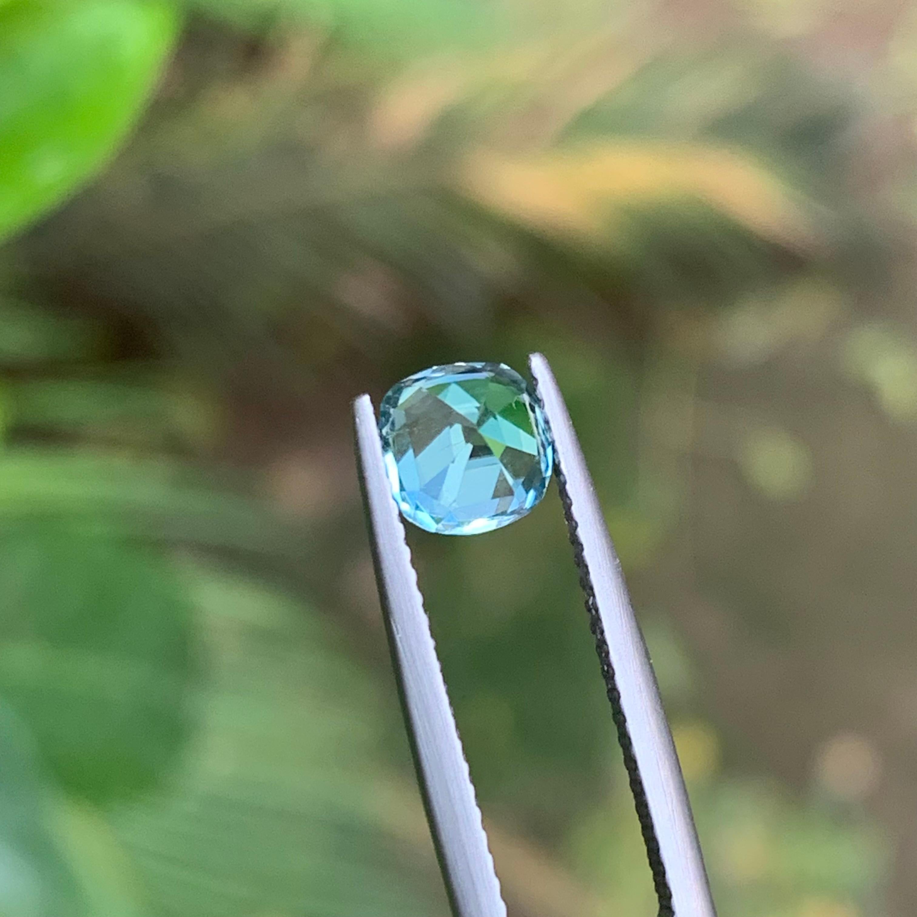 Vivid Seafoam Blue Natural Tourmaline Ring Gemstone 1.40 Ct Square Cushion Cut Unisexe en vente