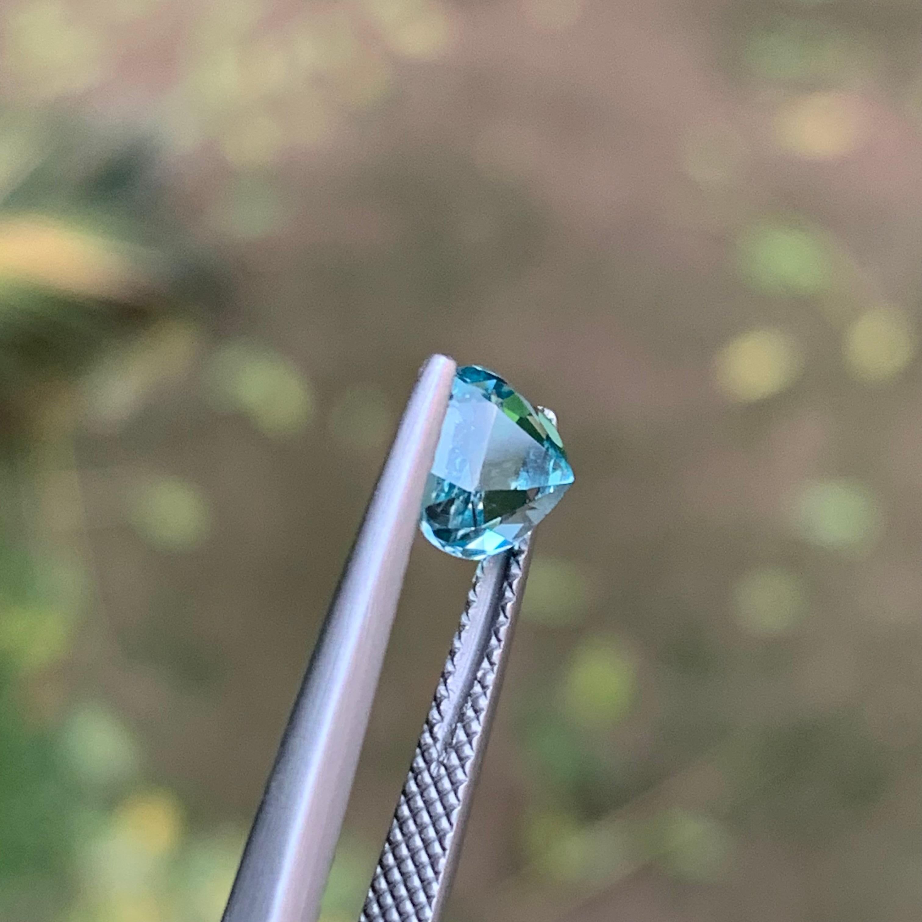 Vivid Seafoam Blue Natural Tourmaline Ring Gemstone 1.40 Ct Square Cushion Cut en vente 1