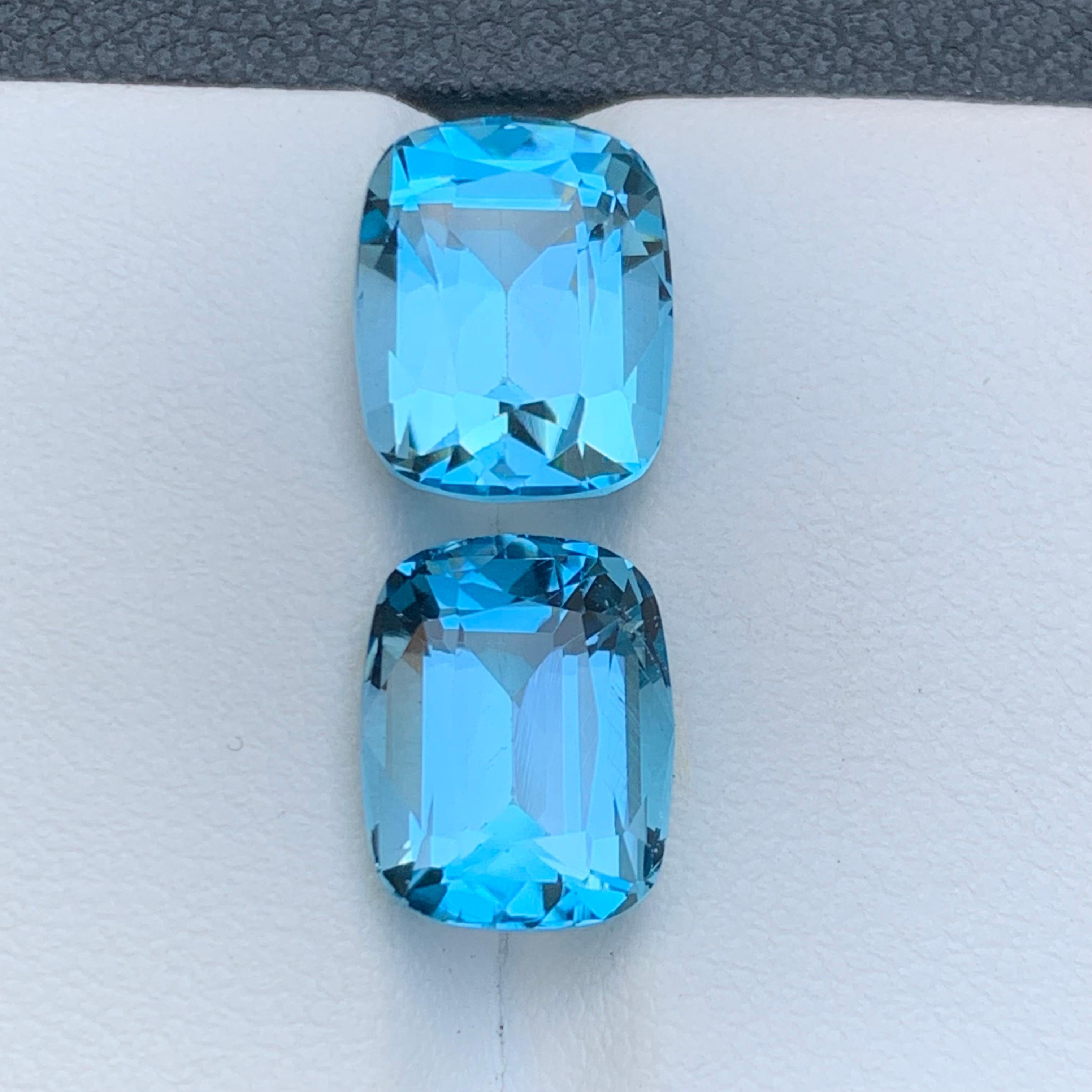 Vivid Sky Blue Natürlicher Schweizer Blautopas Edelsteine 10.45 Karat im Kissenschliff-Schliff-Schmuck im Angebot 5