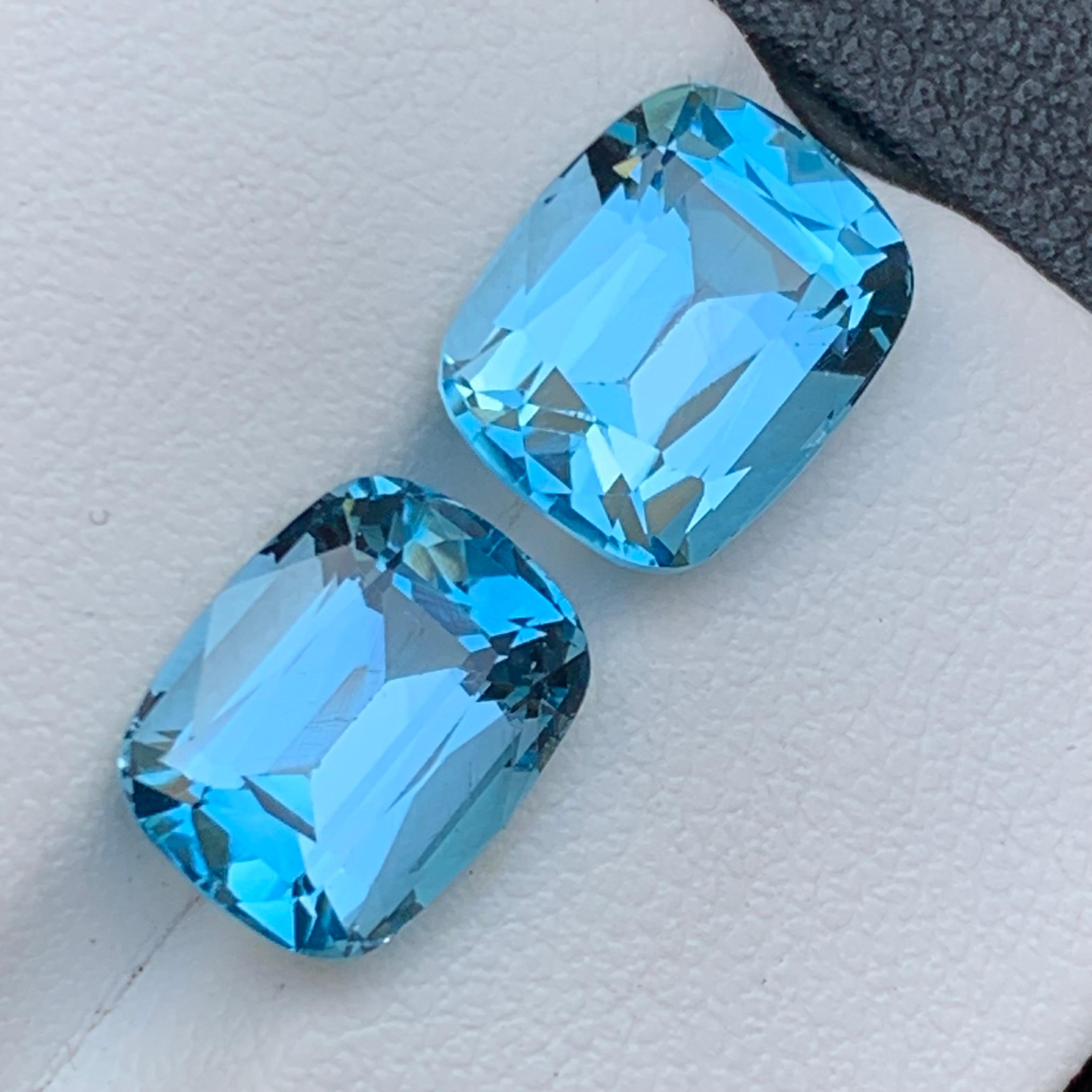 Vivid Sky Blue Natürlicher Schweizer Blautopas Edelsteine 10.45 Karat im Kissenschliff-Schliff-Schmuck im Angebot 6