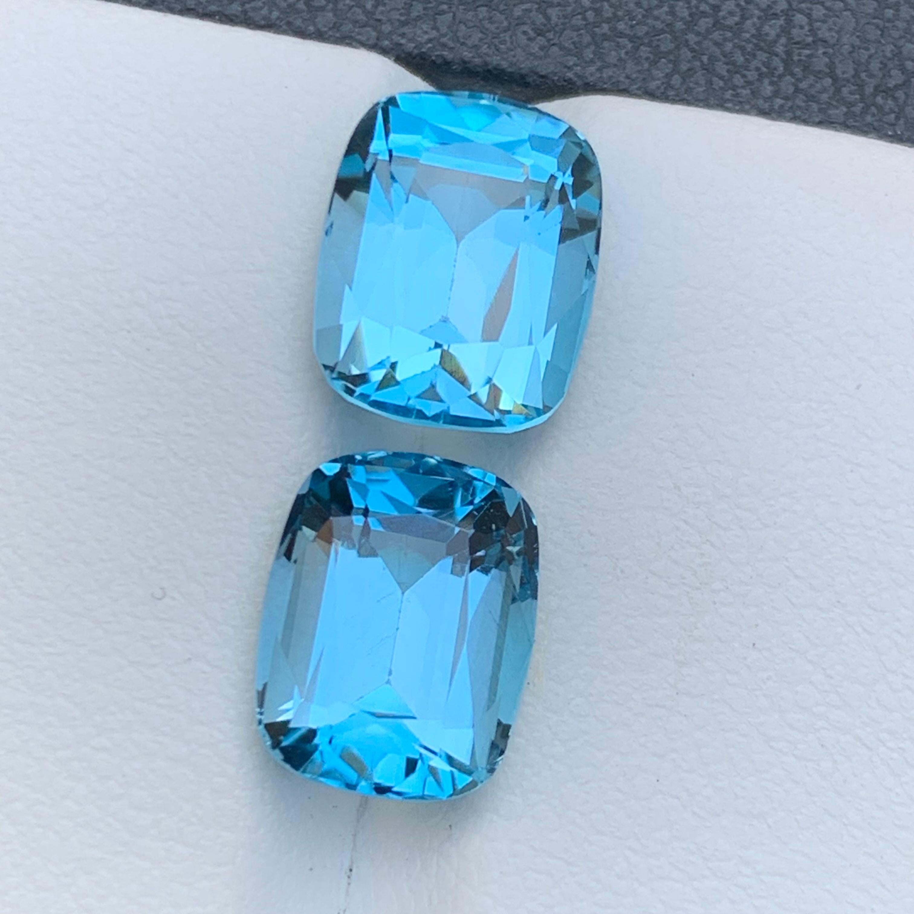 Vivid Sky Blue Natürlicher Schweizer Blautopas Edelsteine 10.45 Karat im Kissenschliff-Schliff-Schmuck im Angebot 7