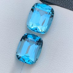 Vivid Sky Blue Natural Swiss Blue Topaz Gemstones 10.45 Ct Cushion Cut-Jewelry