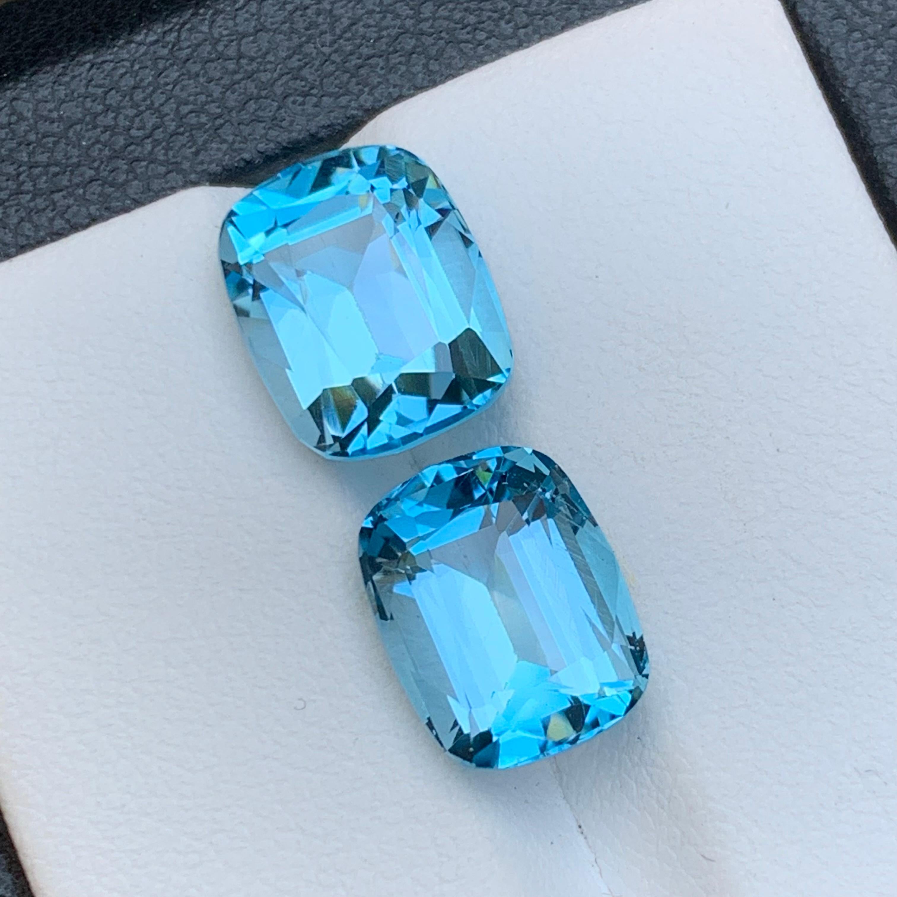 Vivid Sky Blue Natürlicher Schweizer Blautopas Edelsteine 10.45 Karat im Kissenschliff-Schliff-Schmuck (Zeitgenössisch) im Angebot